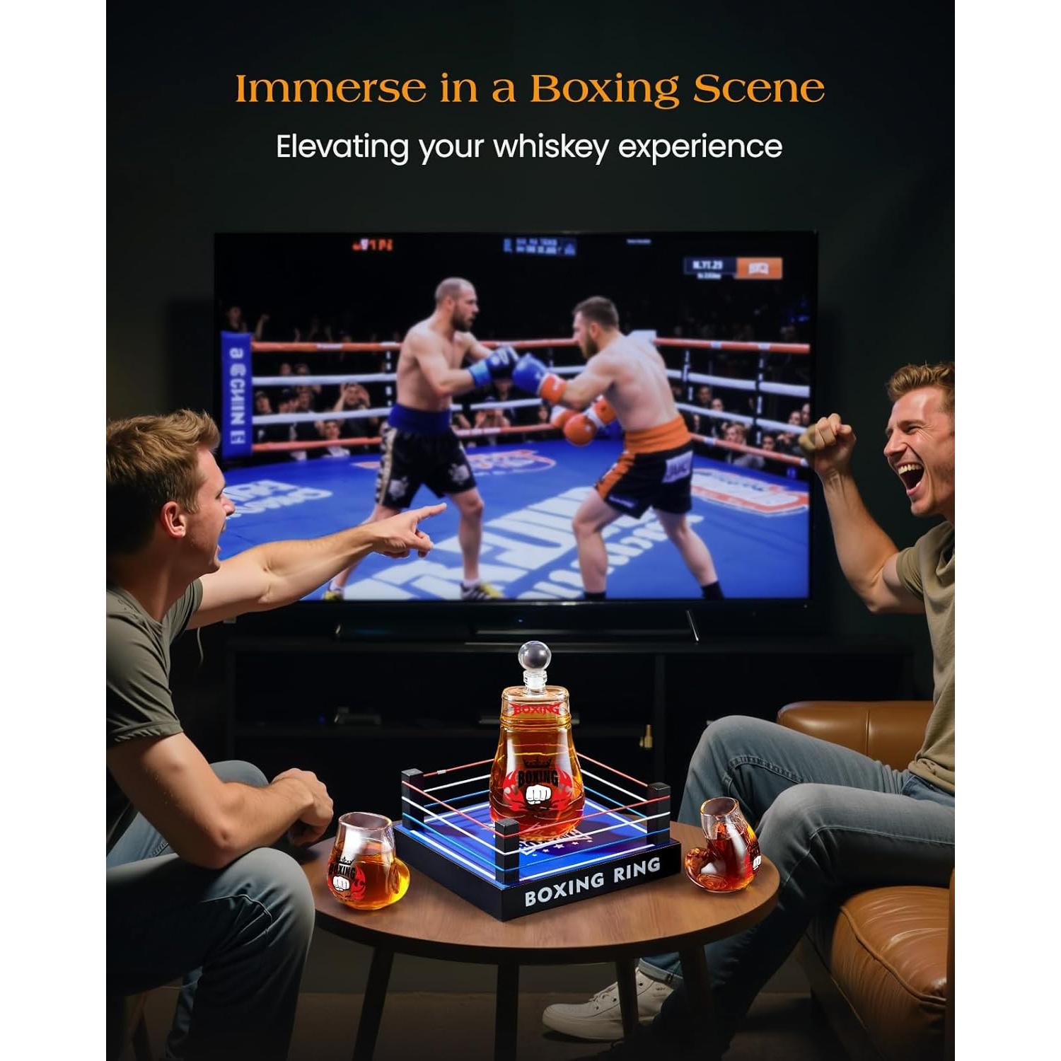 Decantador de Whisky Kollea con 2 Vasos Boxeo 915ml Rojo