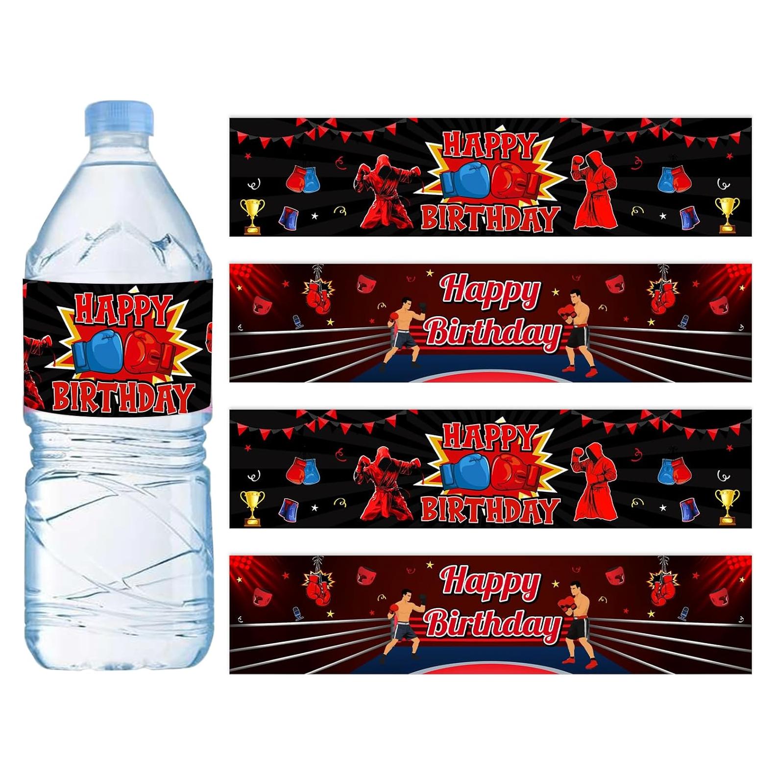 Etiquetas para Botellas de Agua Boxeo Serencatcher - 32 Stickers
