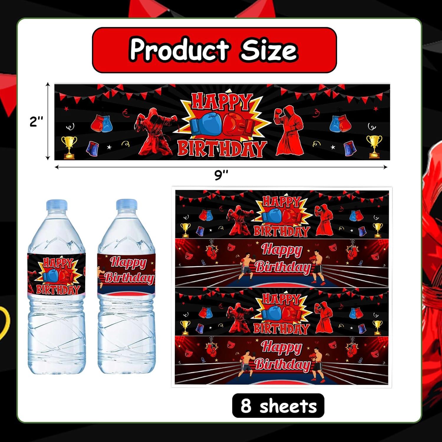 Etiquetas para Botellas de Agua Boxeo Serencatcher - 32 Stickers