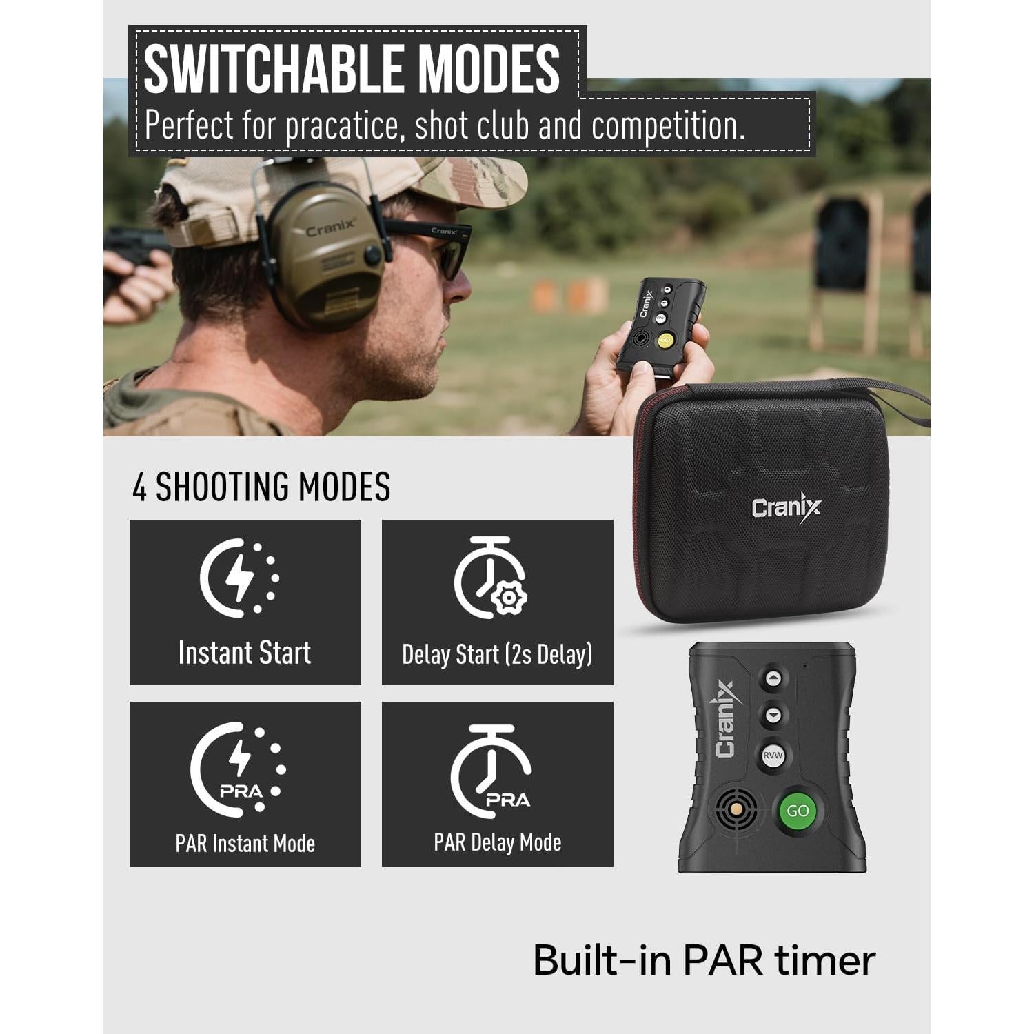 Temporizador de Tiro Cranix CX01 Verde con Precisión 0.01s