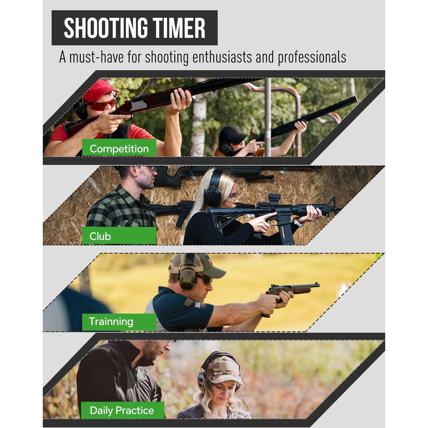 Temporizador de Tiro Cranix CX01 Verde con Precisión 0.01s