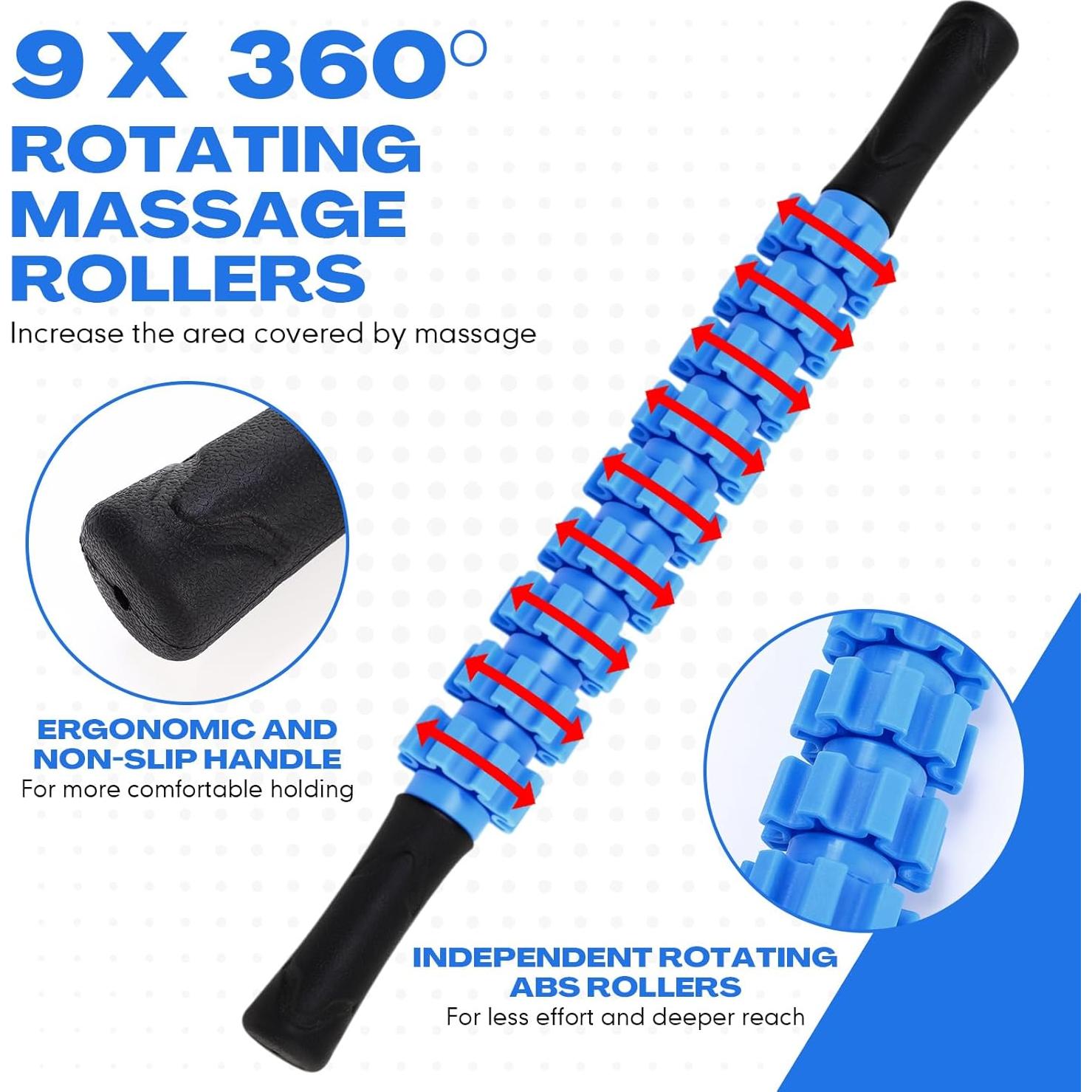 Rodillo de Masaje Hiboom 12 Piezas Antideslizante Azul