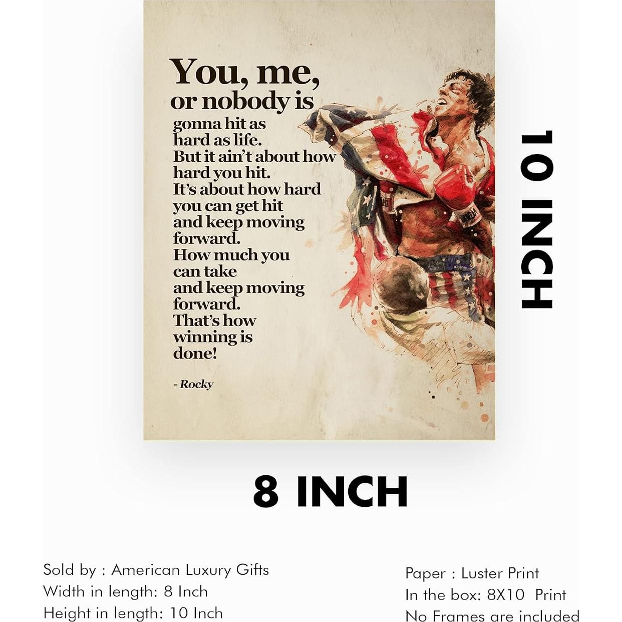 Póster Motivacional Rocky Balboa 20x25 cm - Arte de Pared Inspirador