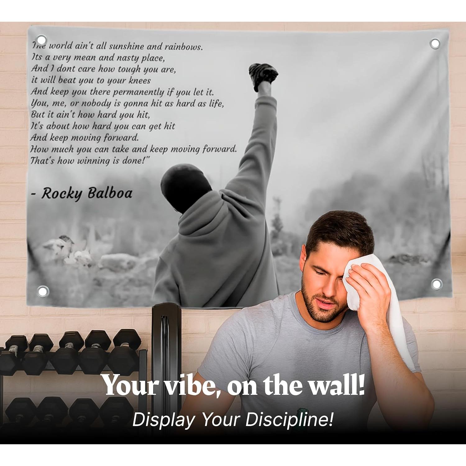 Bandera Motivacional 3x5 Pies LUIVU Rocky Balboa Poliester