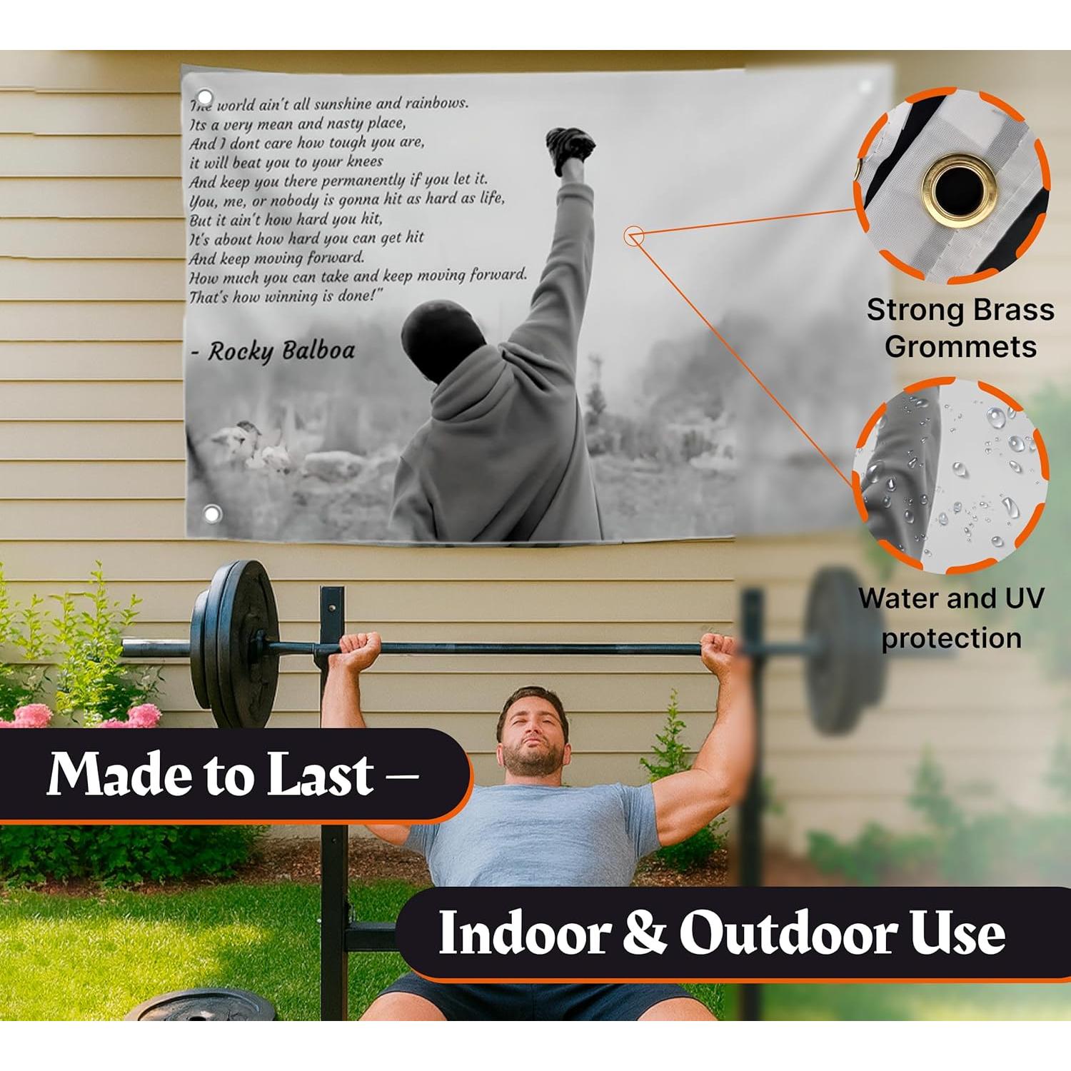 Bandera Motivacional 3x5 Pies LUIVU Rocky Balboa Poliester