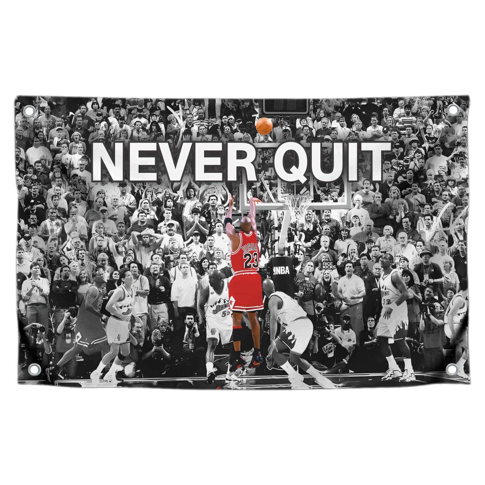 Bandera motivacional LUIVU 3x5 pies poliéster Never Quit