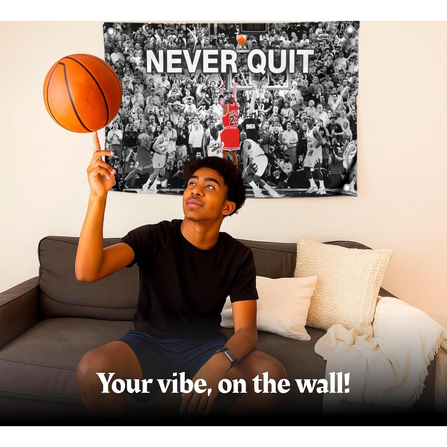 Bandera motivacional LUIVU 3x5 pies poliéster Never Quit