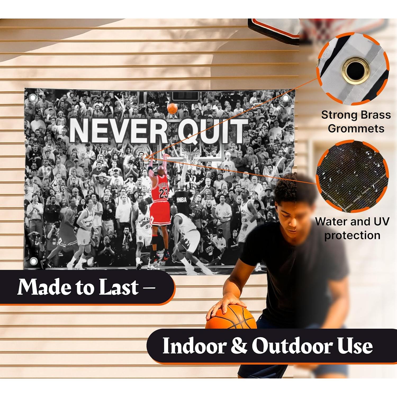 Bandera motivacional LUIVU 3x5 pies poliéster Never Quit