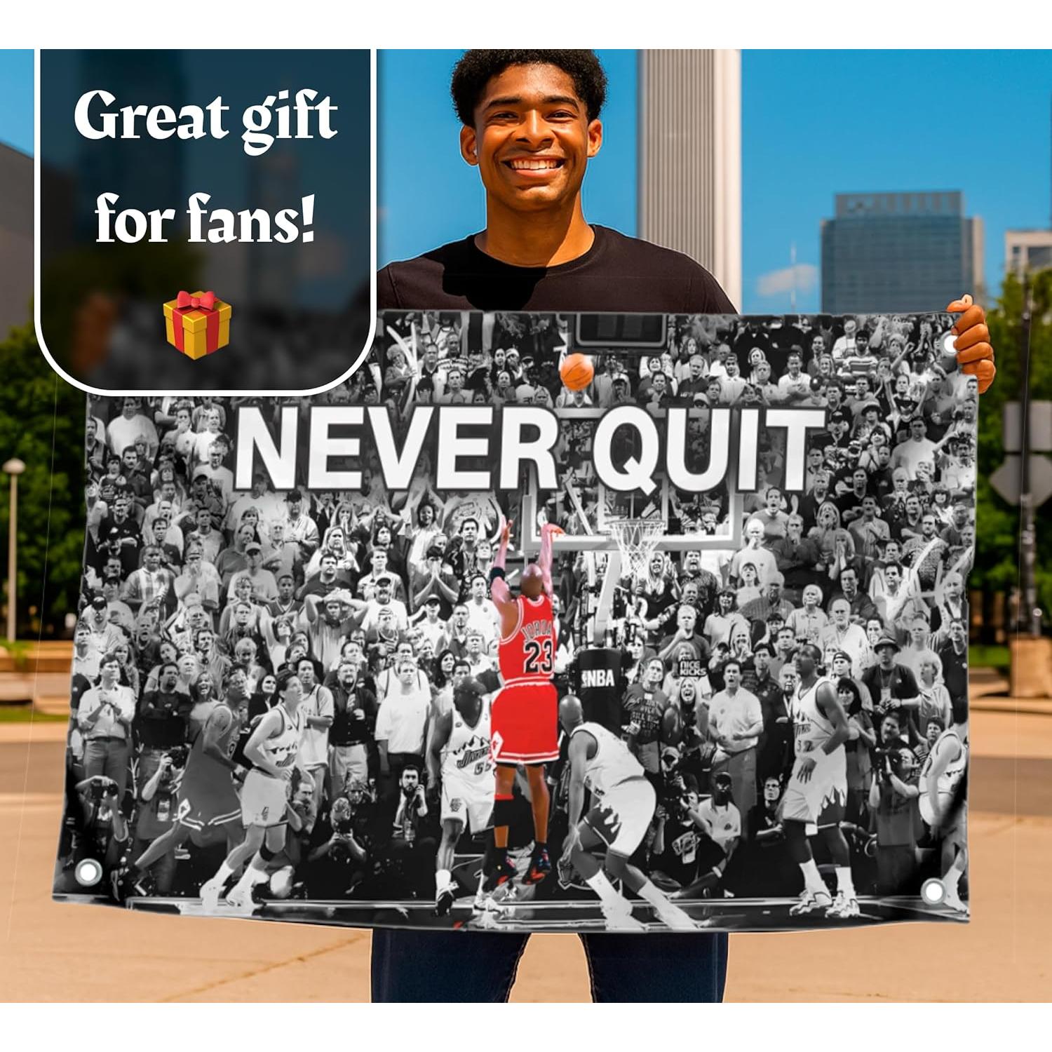 Bandera motivacional LUIVU 3x5 pies poliéster Never Quit