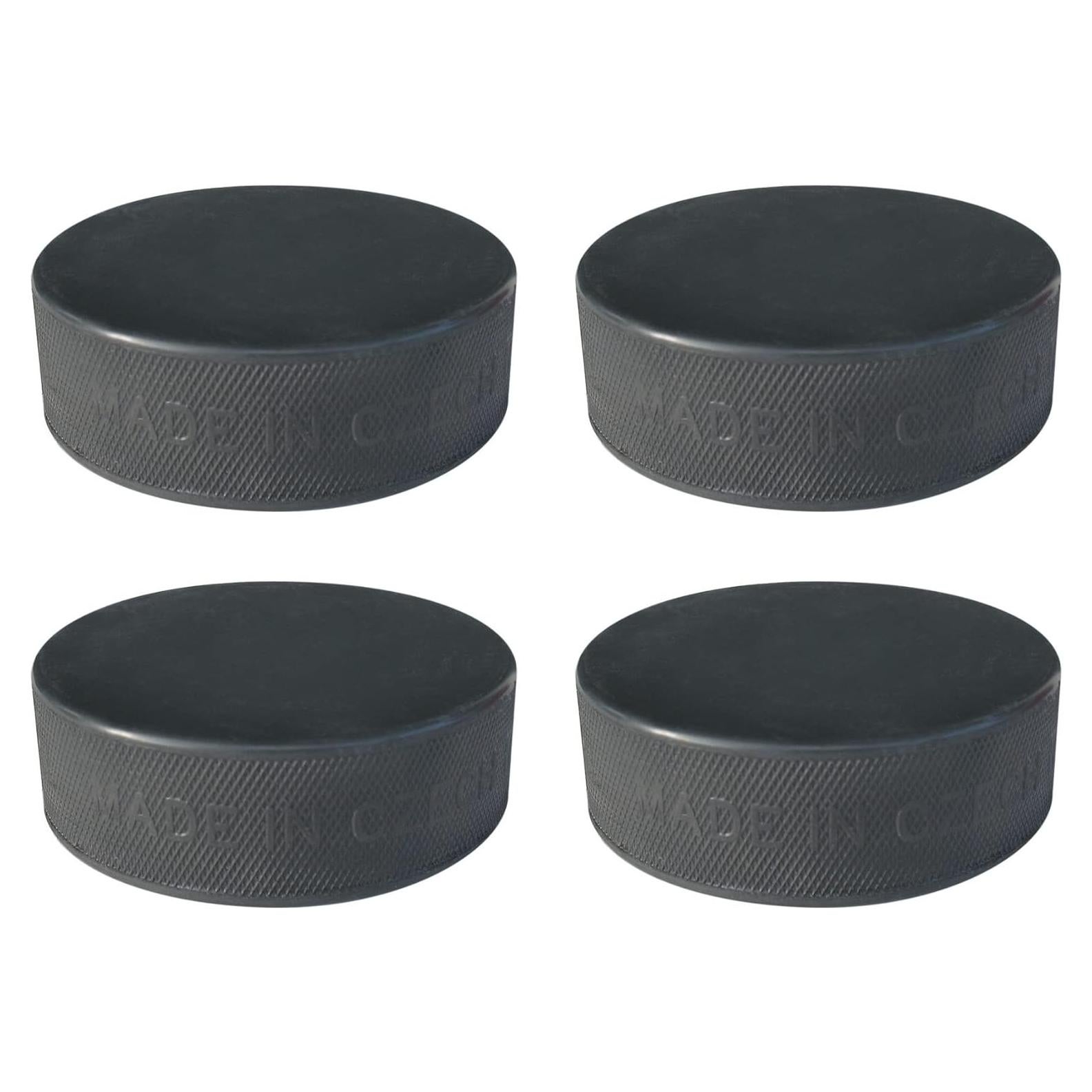 Puck de hockey sobre hielo A&R Sports, negro - paquete de 4