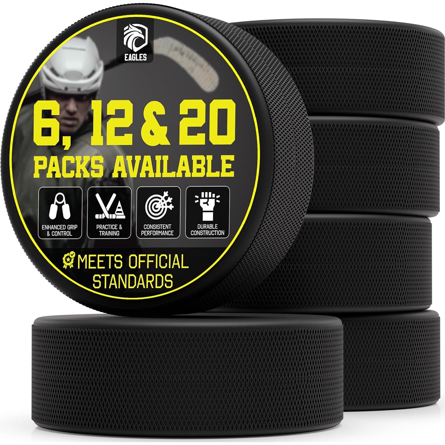 Pucks de Hockey sobre Hielo EAGLES 6 Unidades 170g 7.62cm
