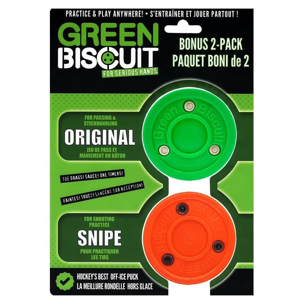 Pucks de Hockey Callejero Green Biscuit 2-Pack Original y Snipe