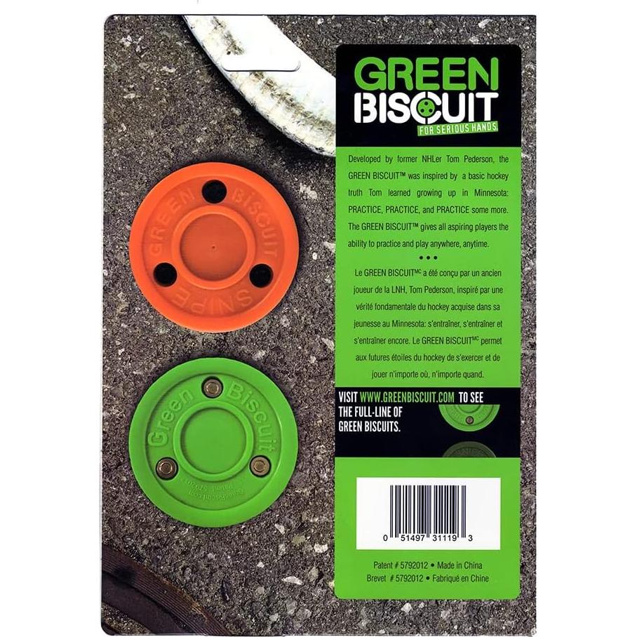 Pucks de Hockey Callejero Green Biscuit 2-Pack Original y Snipe