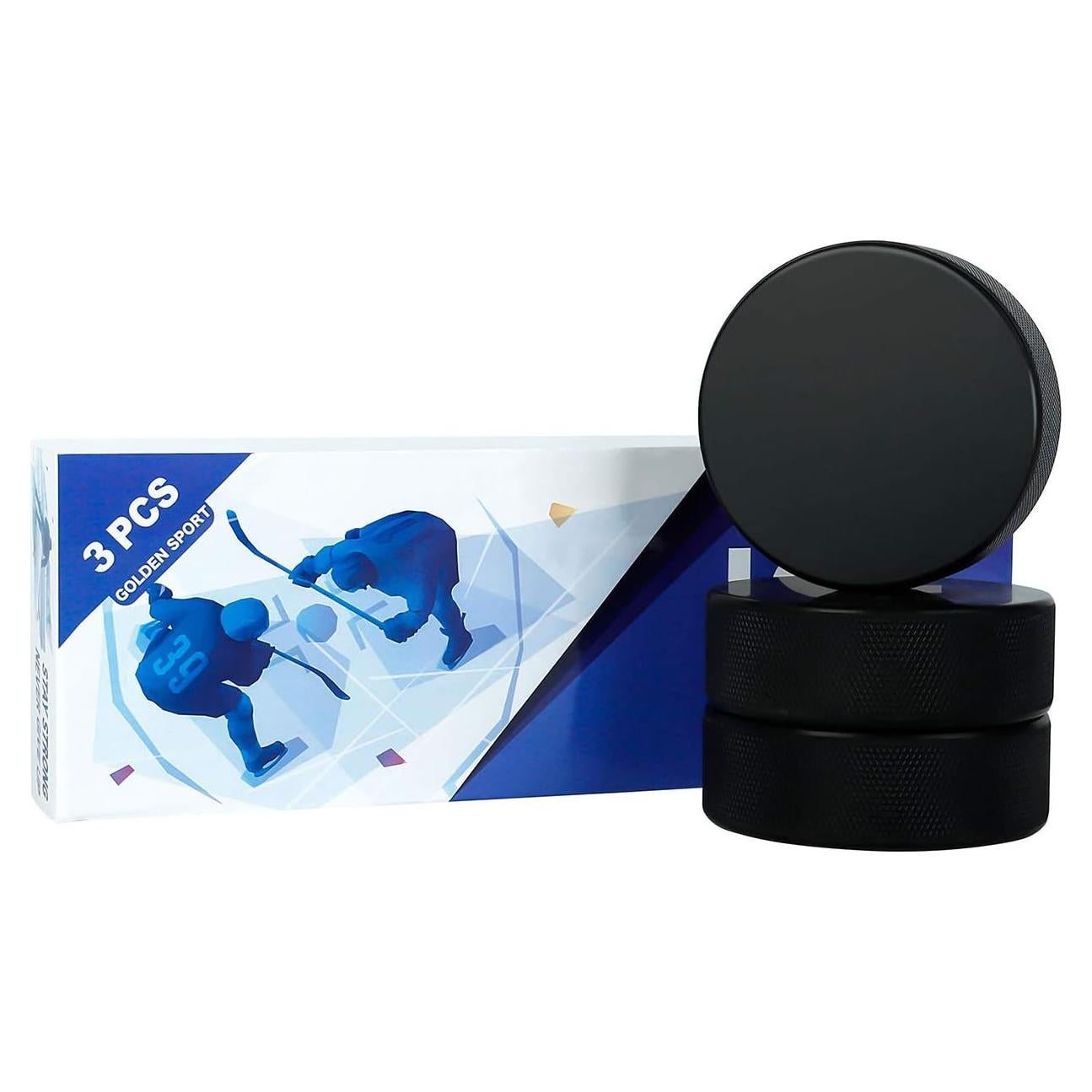 Discos de Hockey sobre Hielo Golden Sport, 3 Pcs, Negro, 7.62 cm