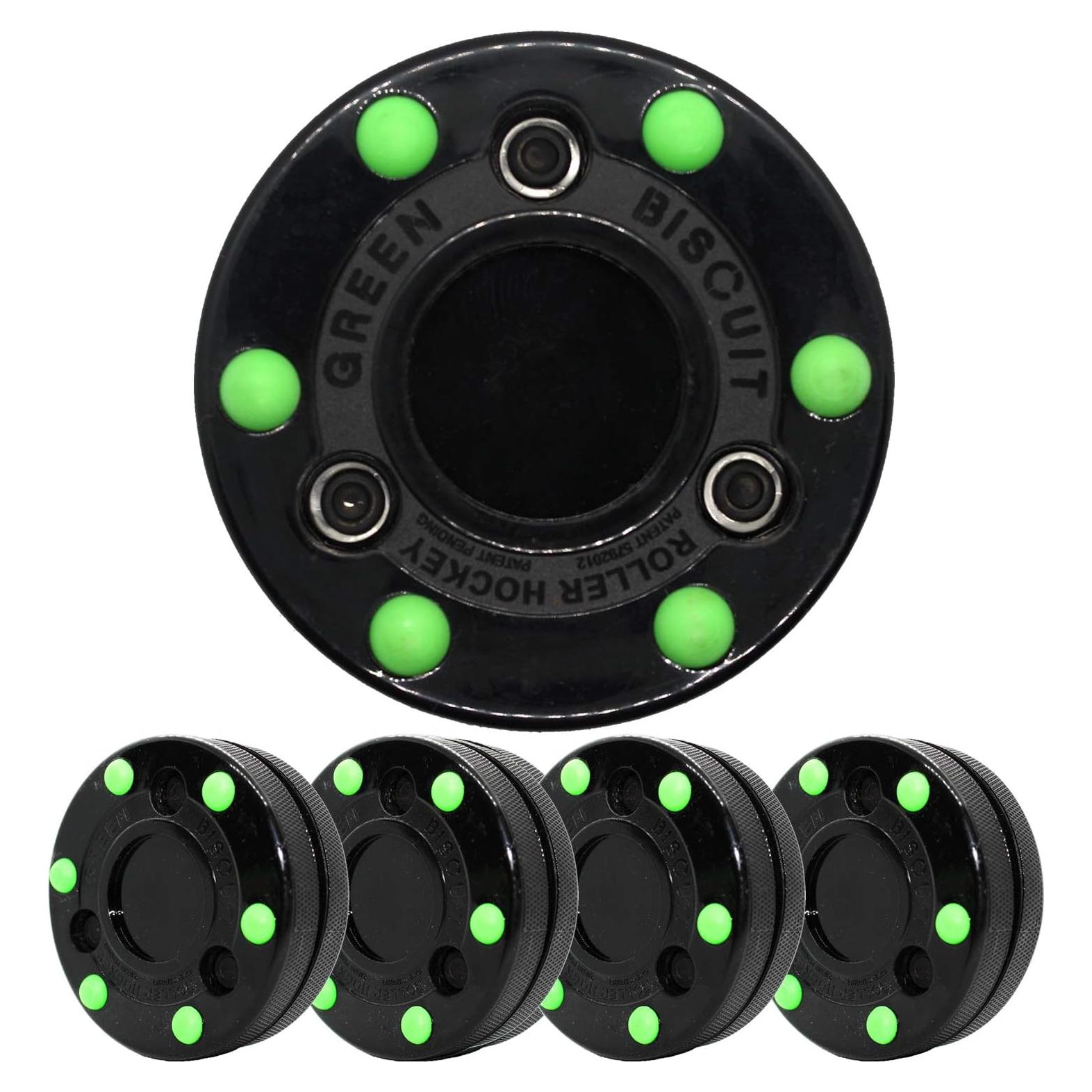 Puck de Hockey sobre Patines Green Biscuit 4 Unidades 7.62 cm