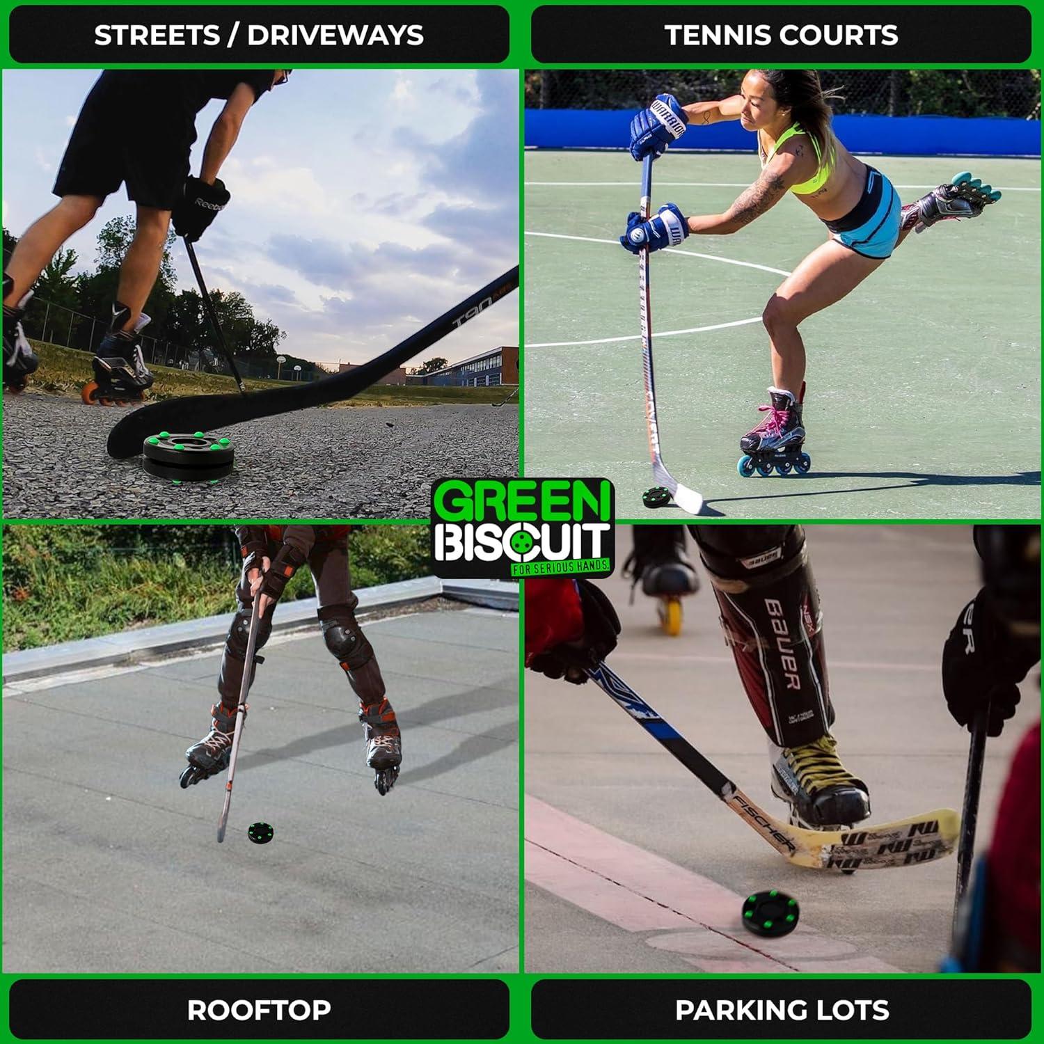 Puck de Hockey sobre Patines Green Biscuit 4 Unidades 7.62 cm