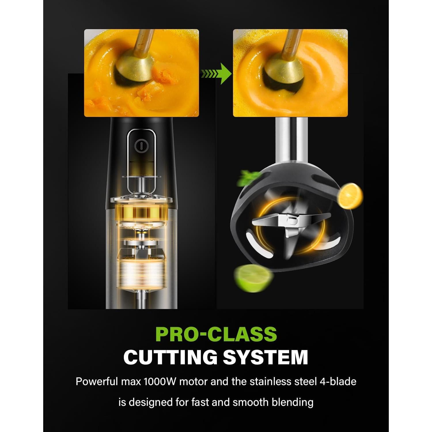 Batidora de Inmersión GDOR 1000W 6 en 1 Acero Inoxidable