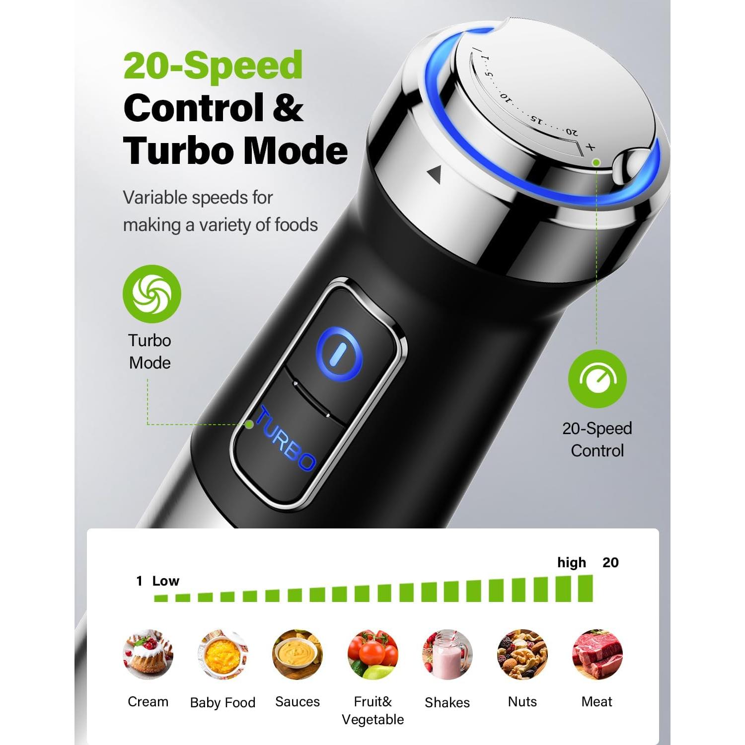 Batidora de Inmersión GDOR 1000W 6 en 1 Acero Inoxidable