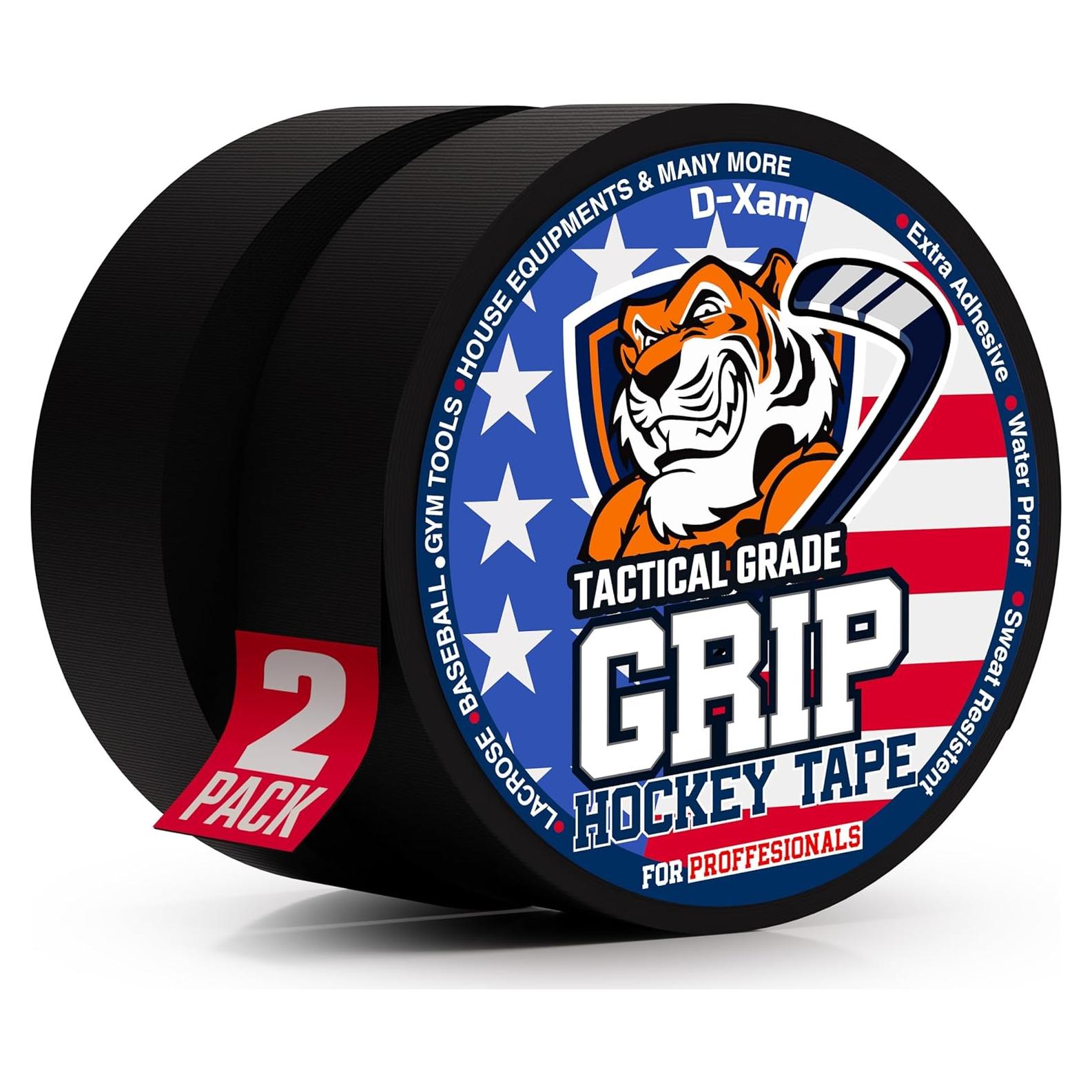 Cinta de Hockey D-Xam Negra 2 Rollos 2.54 cm Resistente al Agua