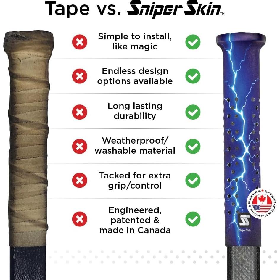 Agarre de Hockey Sniper Skin ICT - Ajustable, Duradero, 19.05 cm