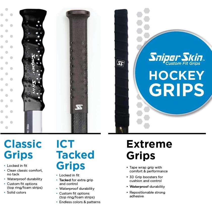 Agarre de Hockey Sniper Skin ICT - Ajustable, Duradero, 19.05 cm