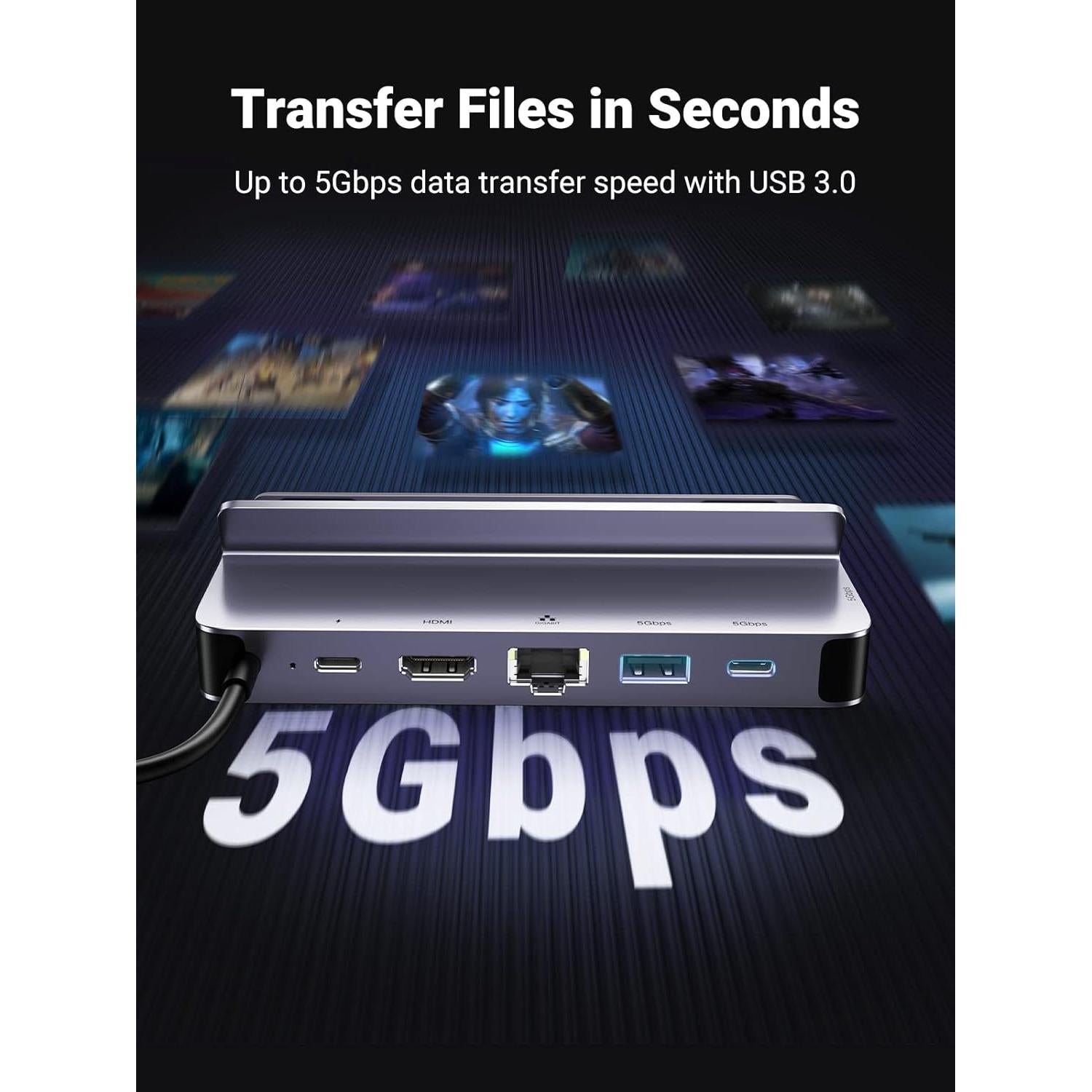 Dock UGREEN para Steam Deck 6 en 1 HDMI 4K Ethernet 100W