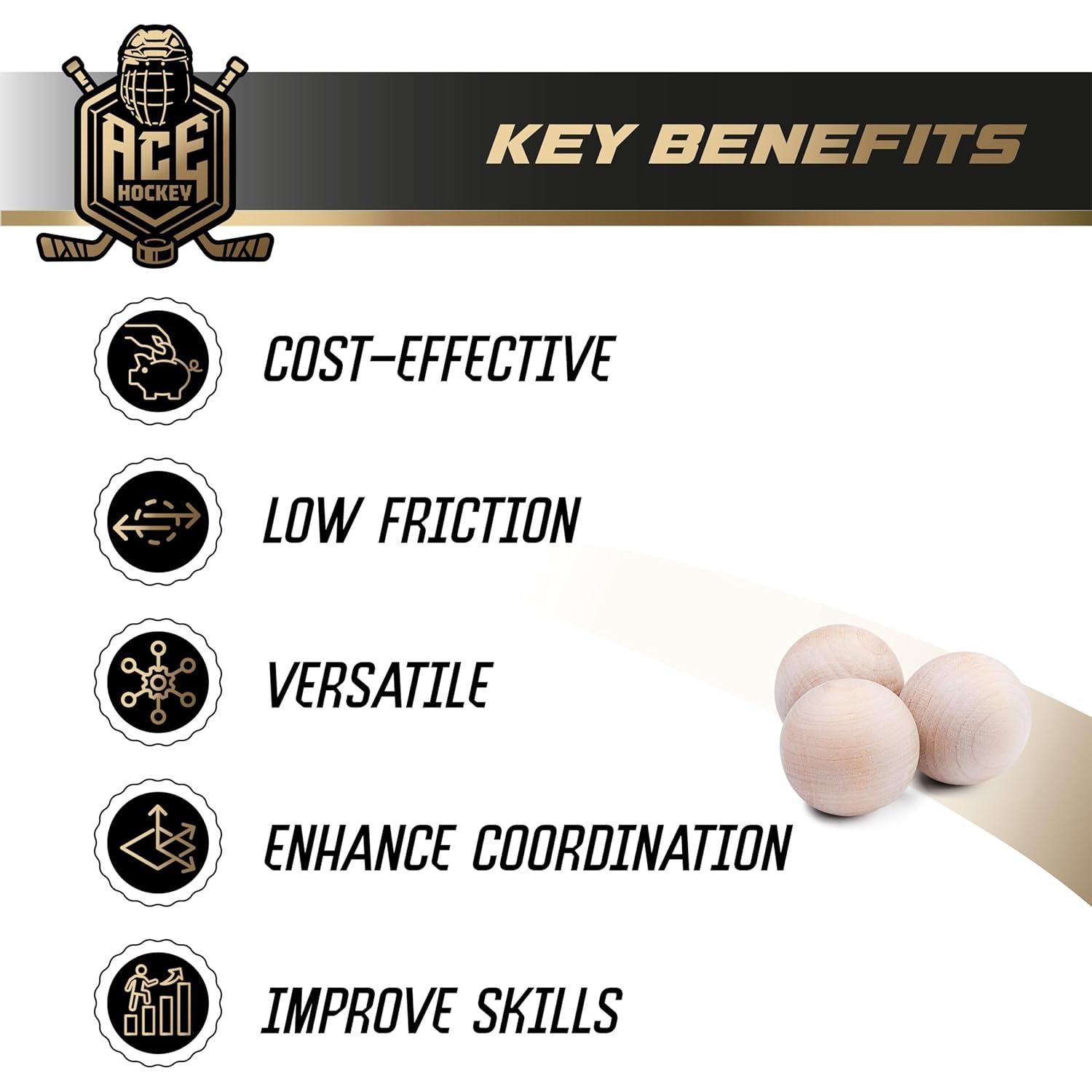Bolas de Manejo de Stick ACE HOCKEY - Paquete de 5 de 7.62 cm