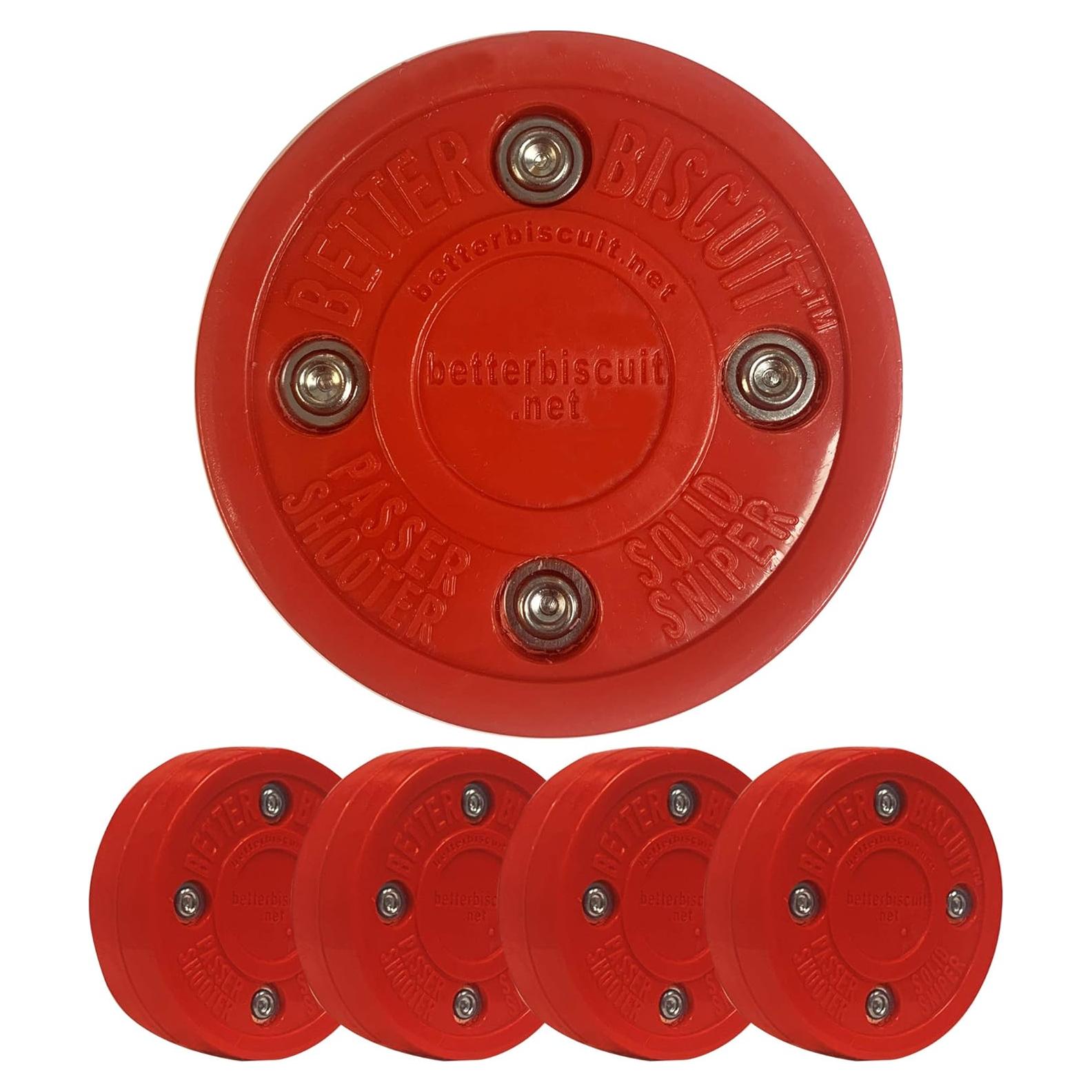 Disco de Hockey Sólido Mejor Galleta Rojo - Paquete de 4