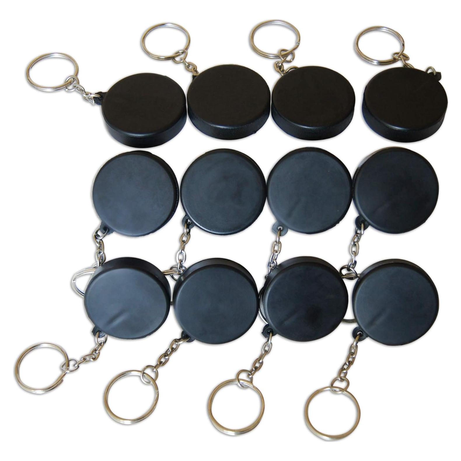 Llaveros de Puck de Hockey Novel Merk - 12 Piezas 3.8 cm