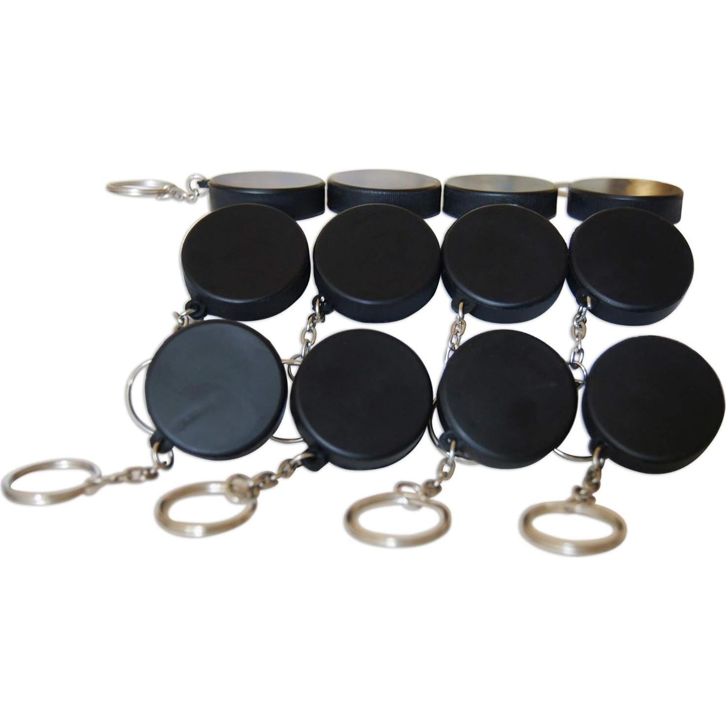 Llaveros de Puck de Hockey Novel Merk - 12 Piezas 3.8 cm