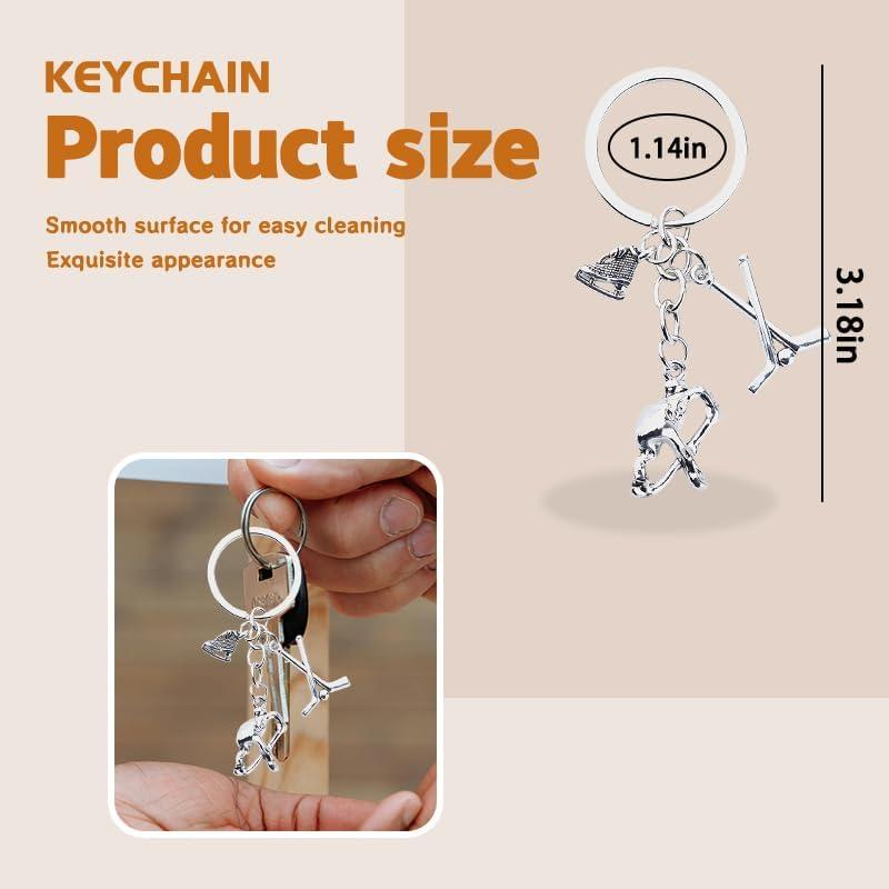 Llavero de Hockey de Acero Inoxidable 8x3 cm - Regalo para Fanáticos