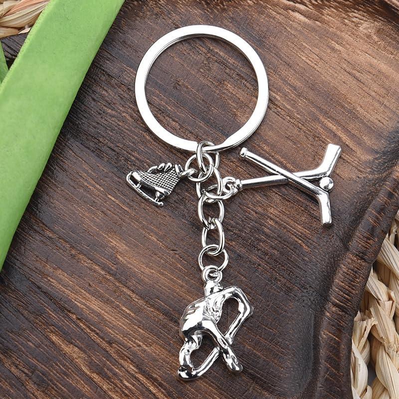 Llavero de Hockey de Acero Inoxidable 8x3 cm - Regalo para Fanáticos