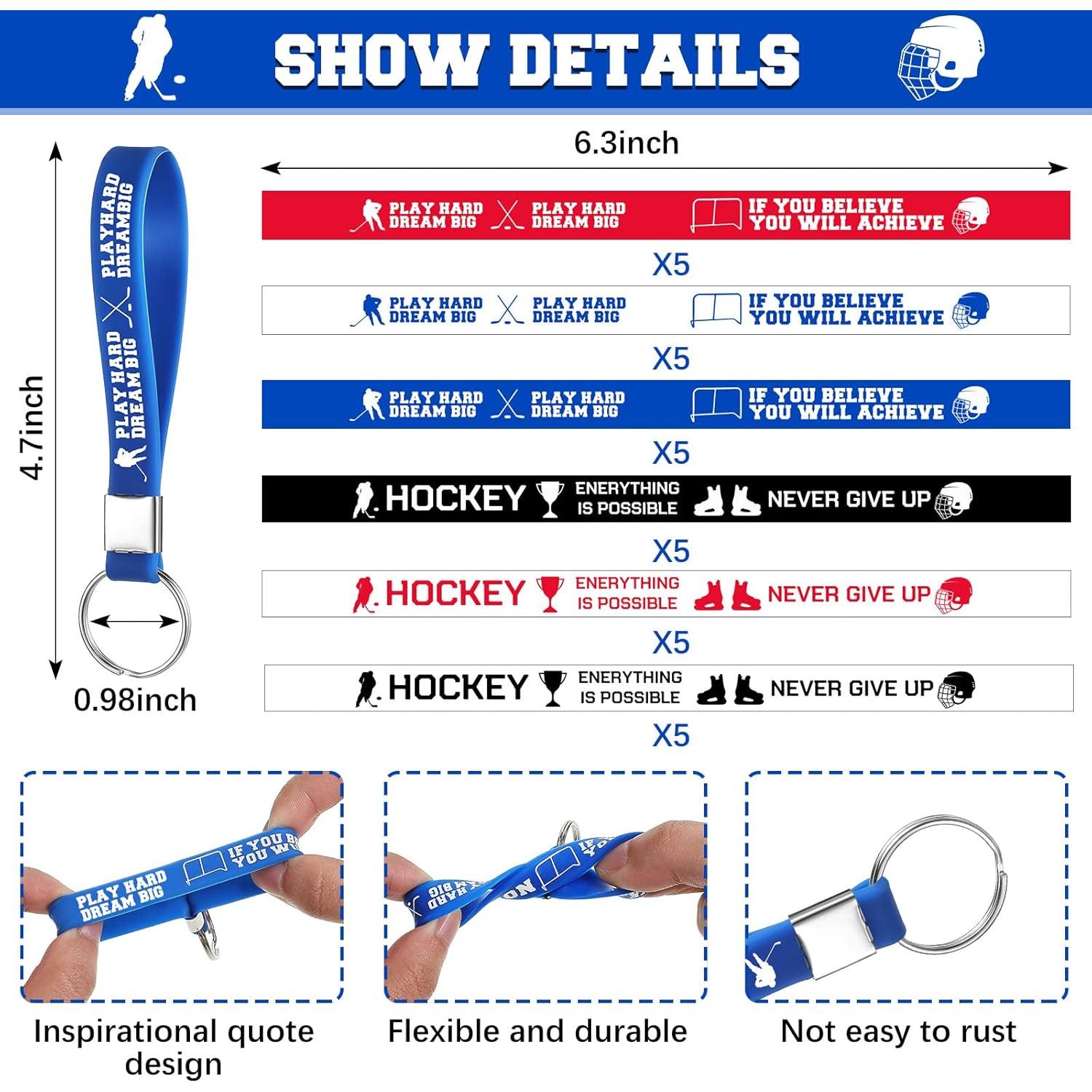 30 Llaveros Motivacionales de Hockey Inbagi - Silicona y Metal