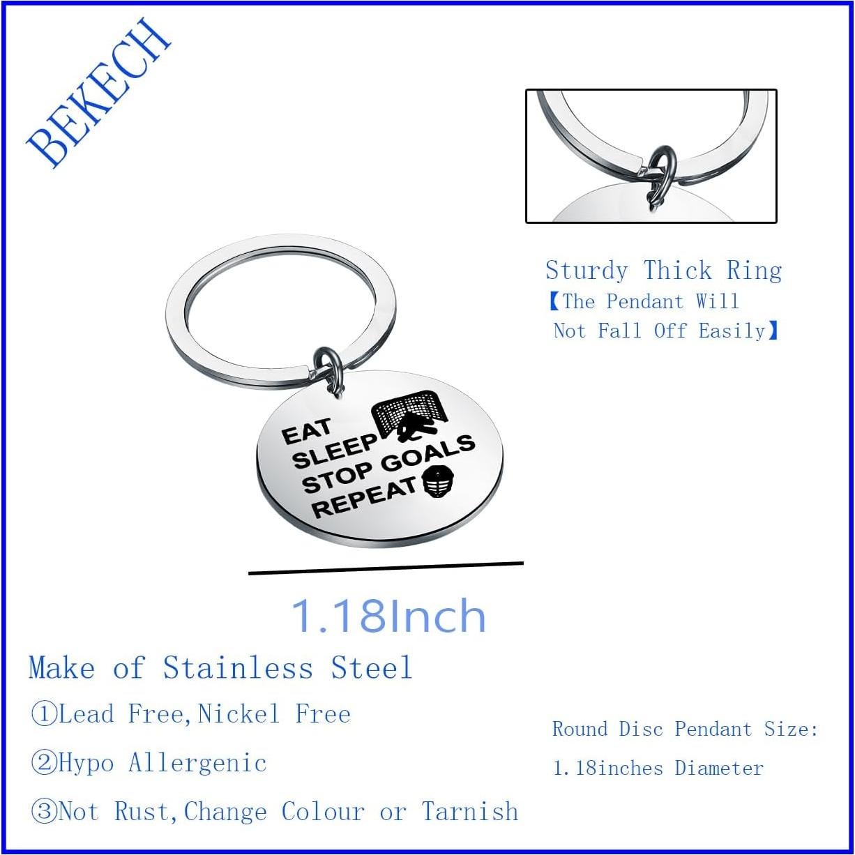 Llavero de Portero de Hockey BEKECH Acero Inoxidable 3cm