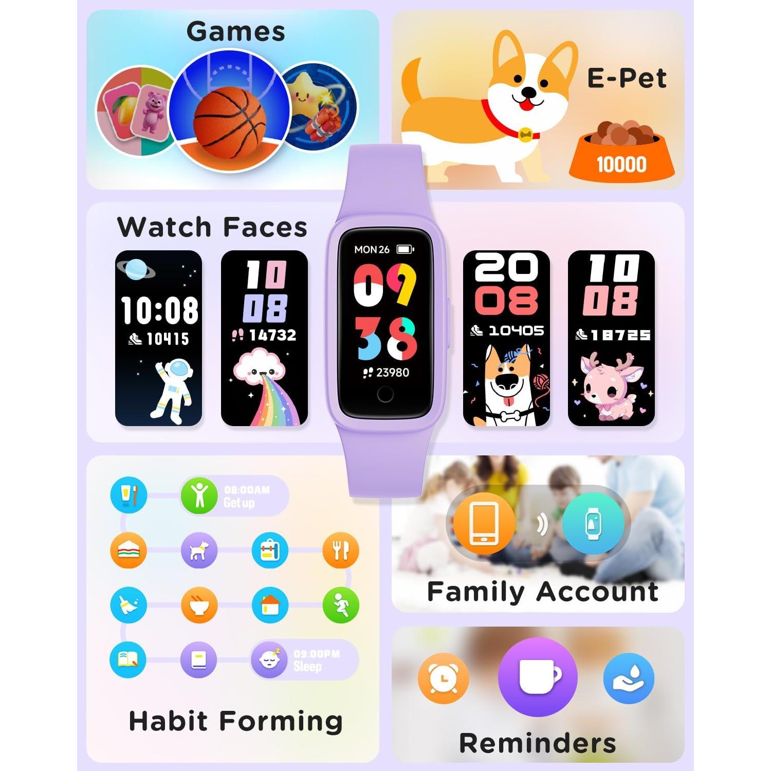 Reloj de Fitness para Niños BIGGERFIVE Vigor 3 Lila