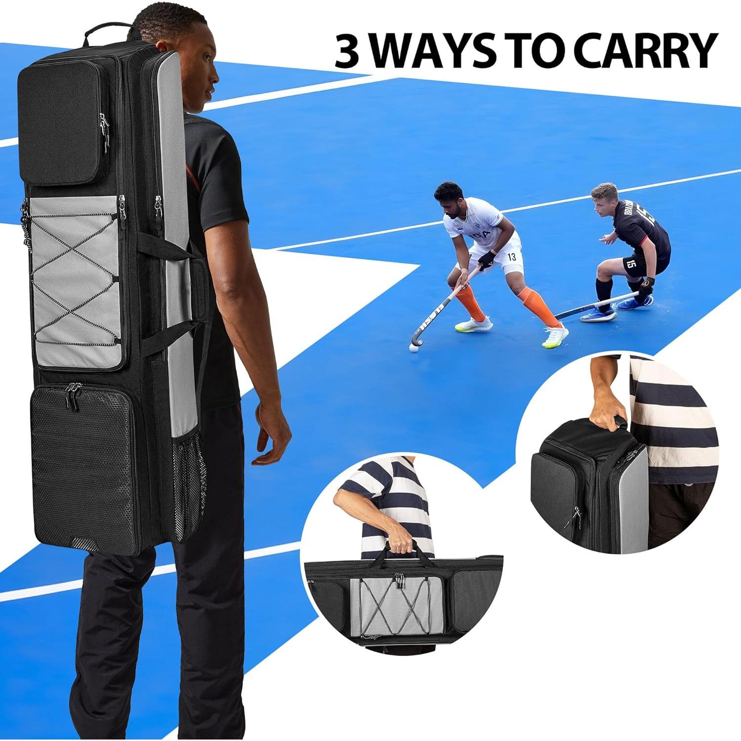 Mochila de Hockey de Campo GOBUROS con 4 Palos y Compartimentos