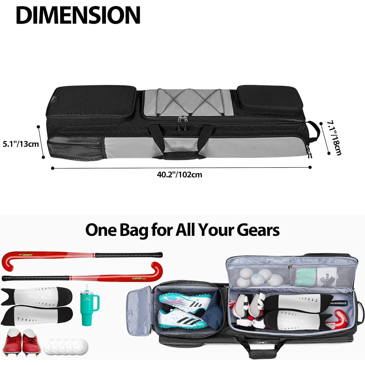 Mochila de Hockey de Campo GOBUROS con 4 Palos y Compartimentos