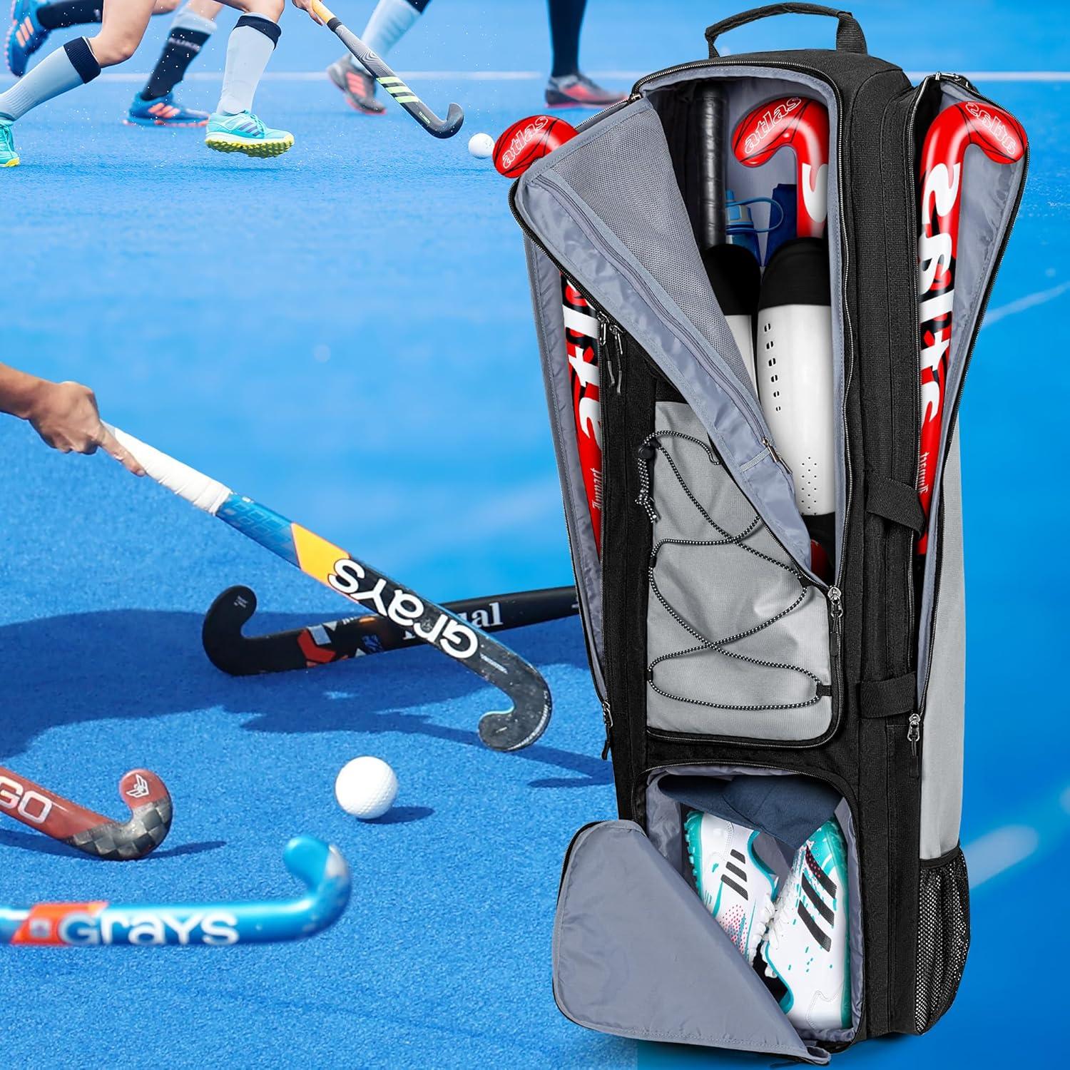 Mochila de Hockey de Campo GOBUROS con 4 Palos y Compartimentos