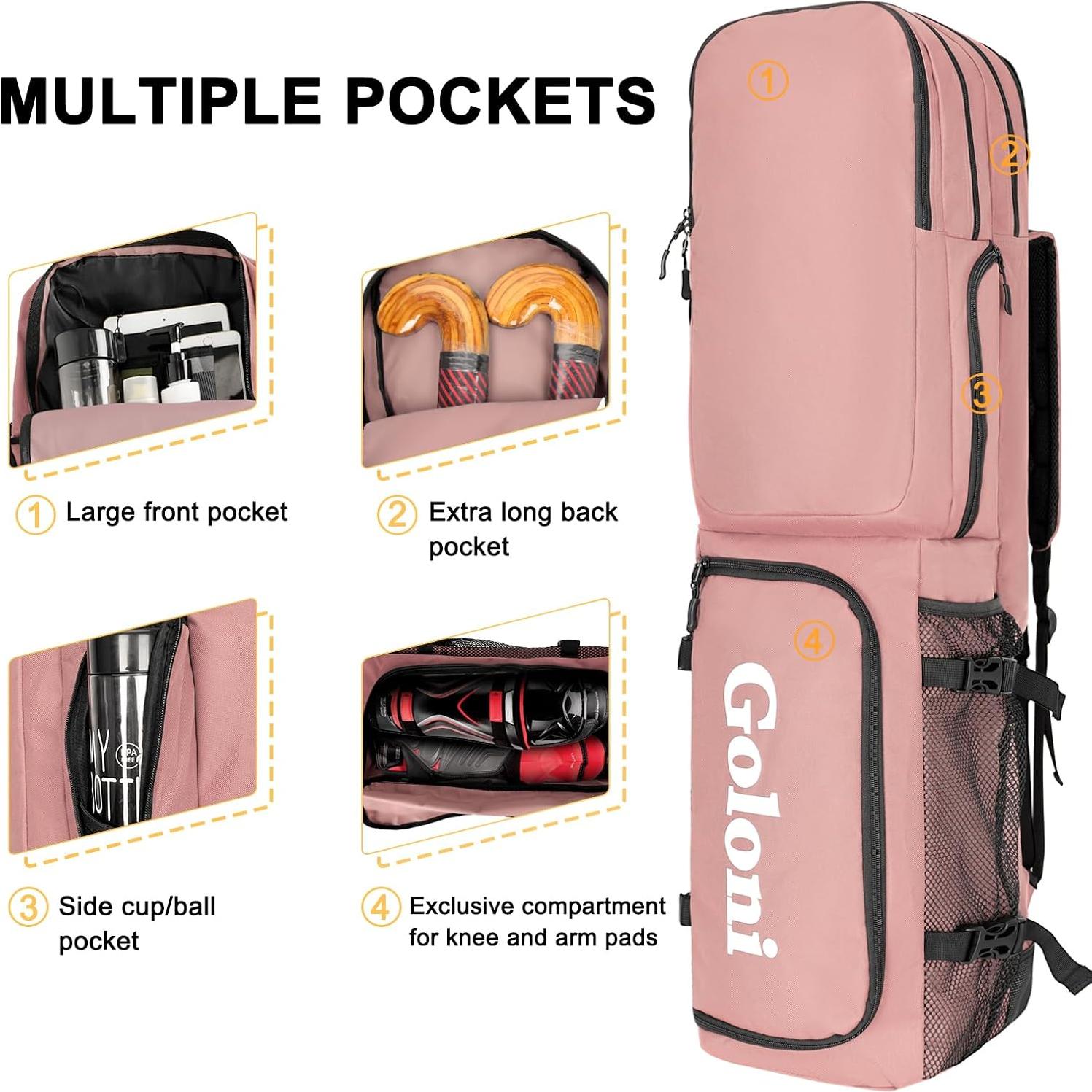Bolsa de Hockey sobre Césped Goloni Rosa 50L con Compartimento