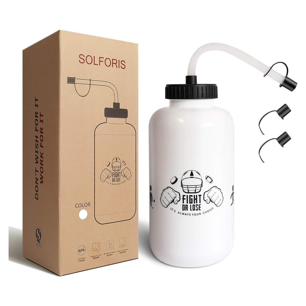 Botella de Agua Deportiva SolForis 1L Blanca a Prueba de Fugas