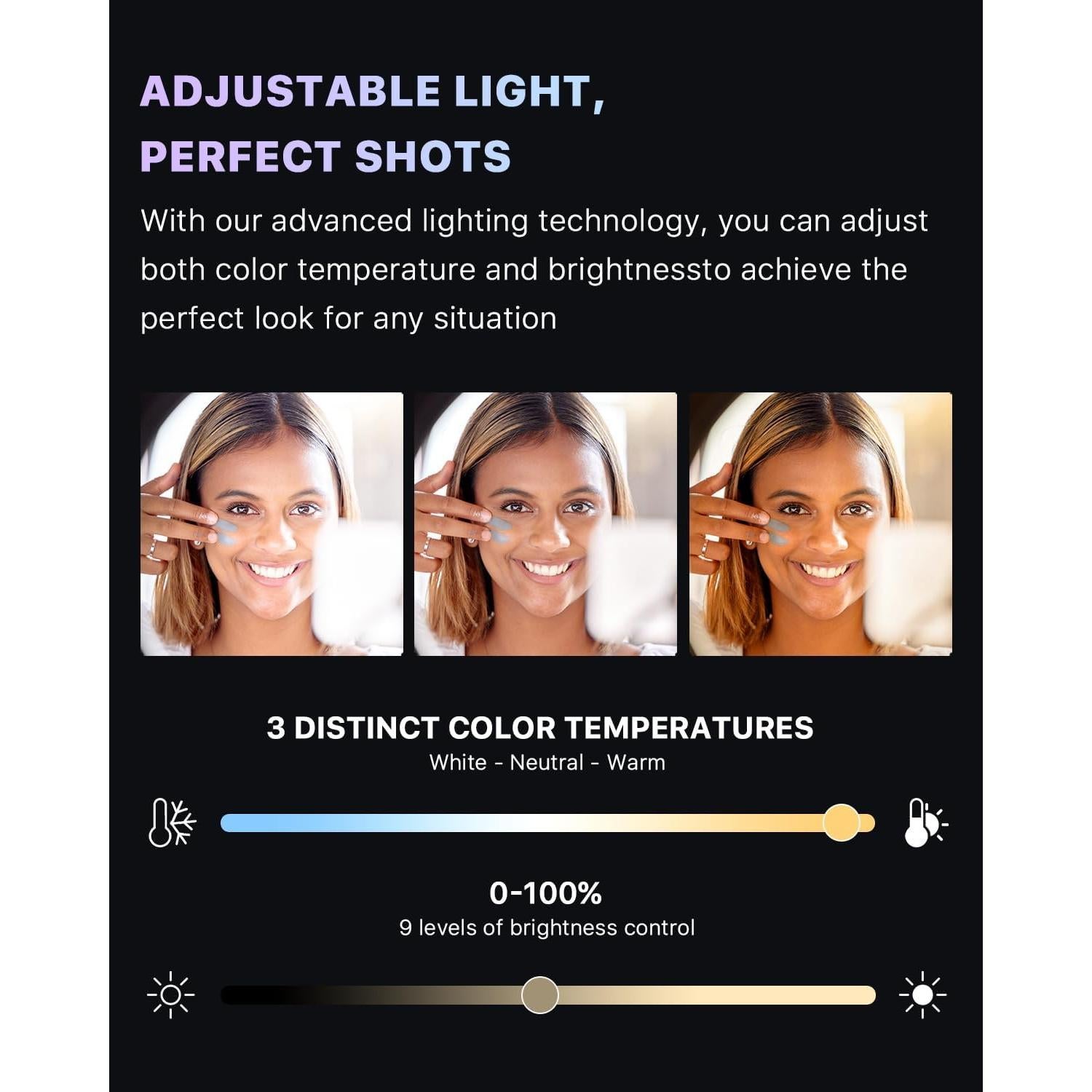 Luz LED Selfie MYBAT PRO 8" con Trípode y Control Remoto