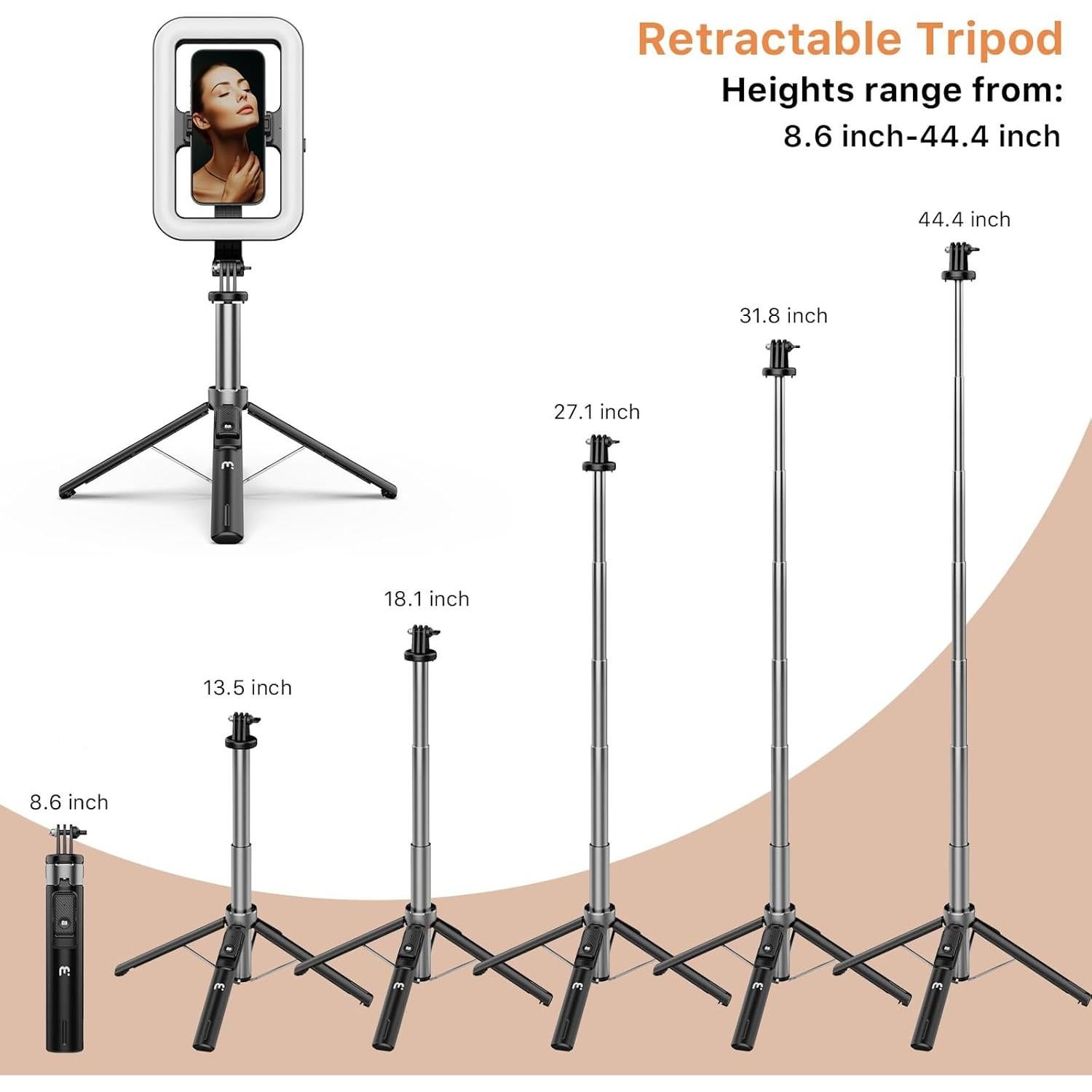 Luz LED Selfie MYBAT PRO 8" con Trípode y Control Remoto