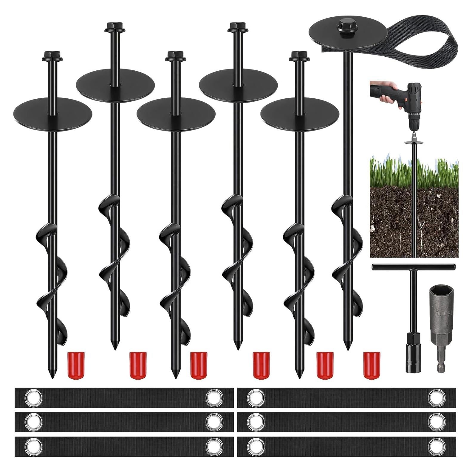 Kit de Anclajes de Trampolín LEIFIDE 6 Piezas 30 cm