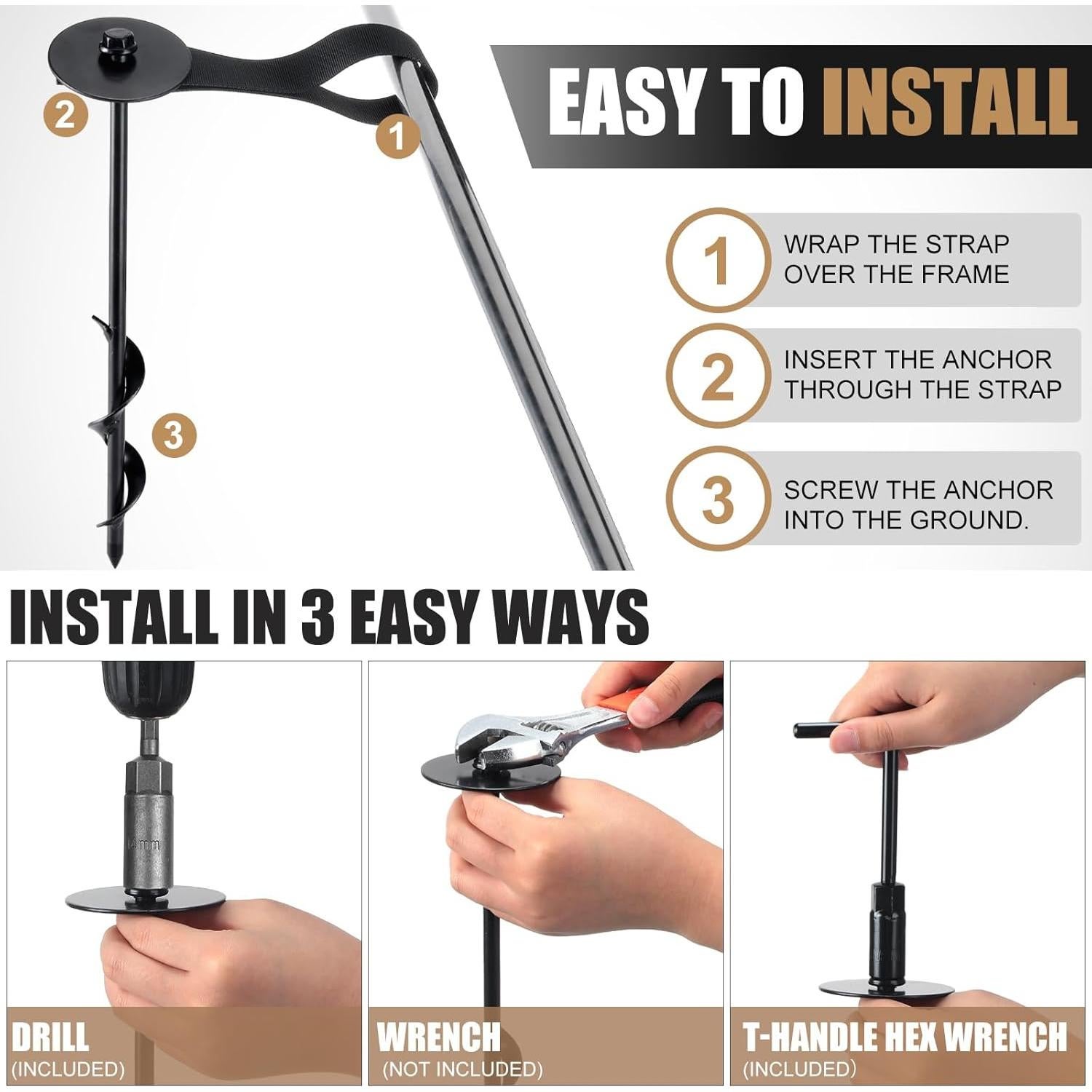 Kit de Anclajes de Trampolín LEIFIDE 6 Piezas 30 cm