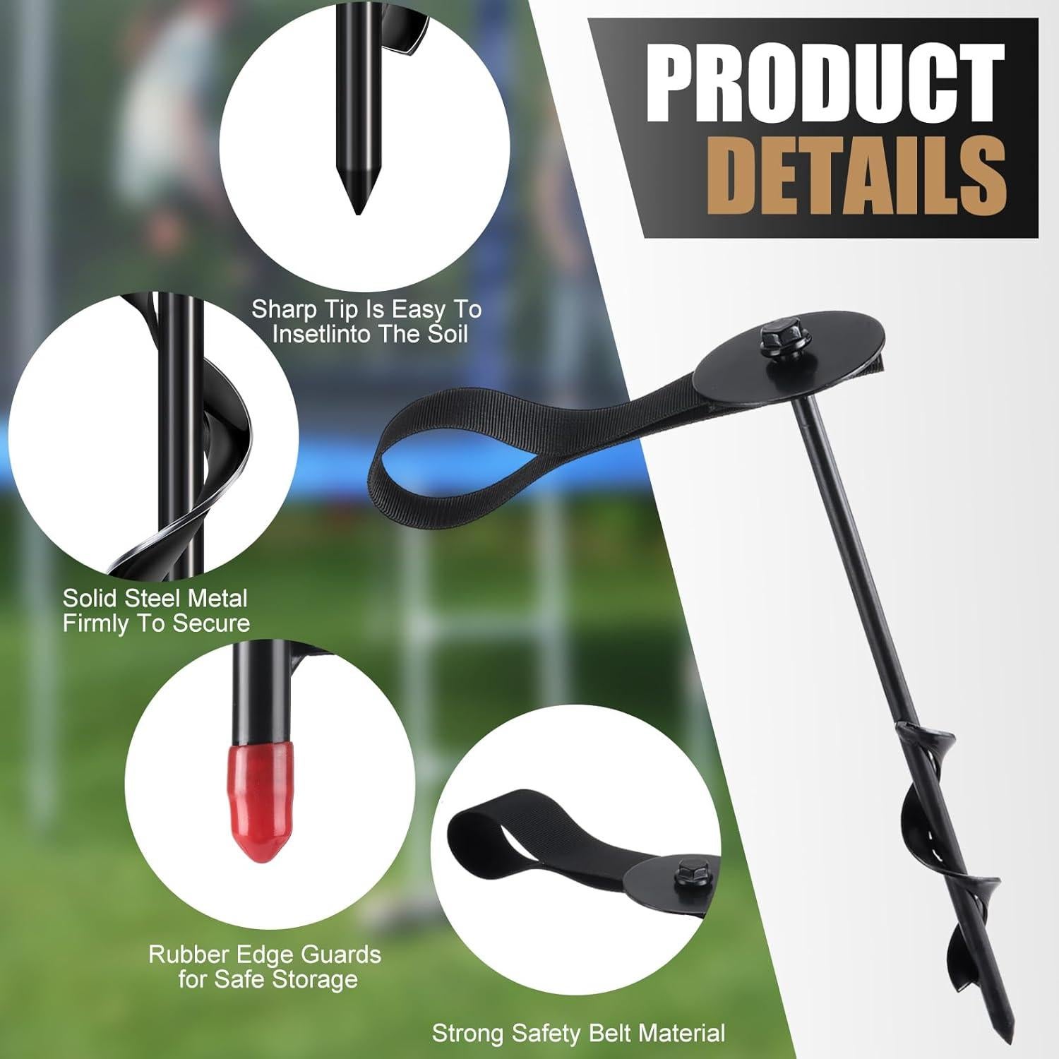 Kit de Anclajes de Trampolín LEIFIDE 6 Piezas 30 cm