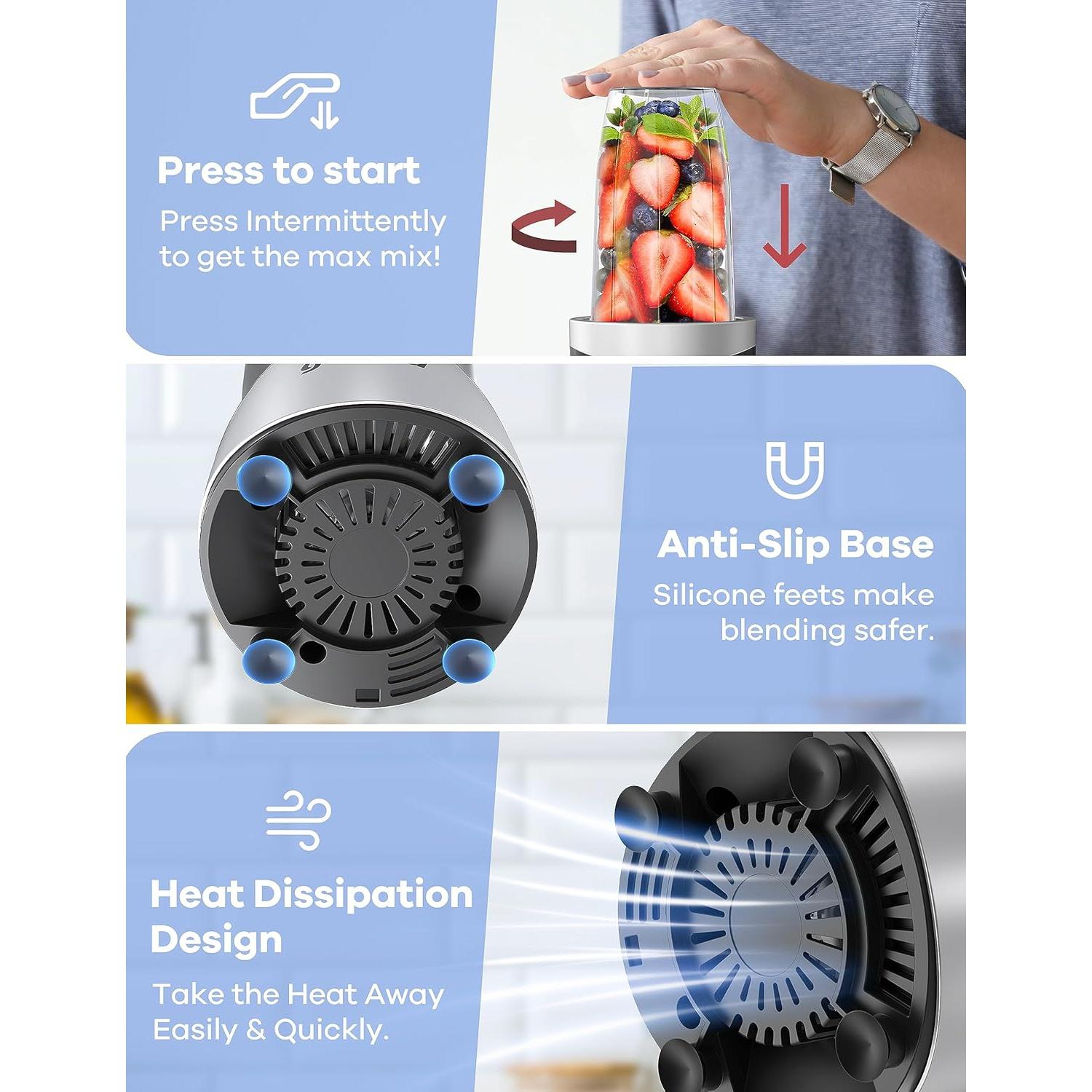 Licuadora Ganiza GB10 900W 15 en 1 Sin BPA Negra