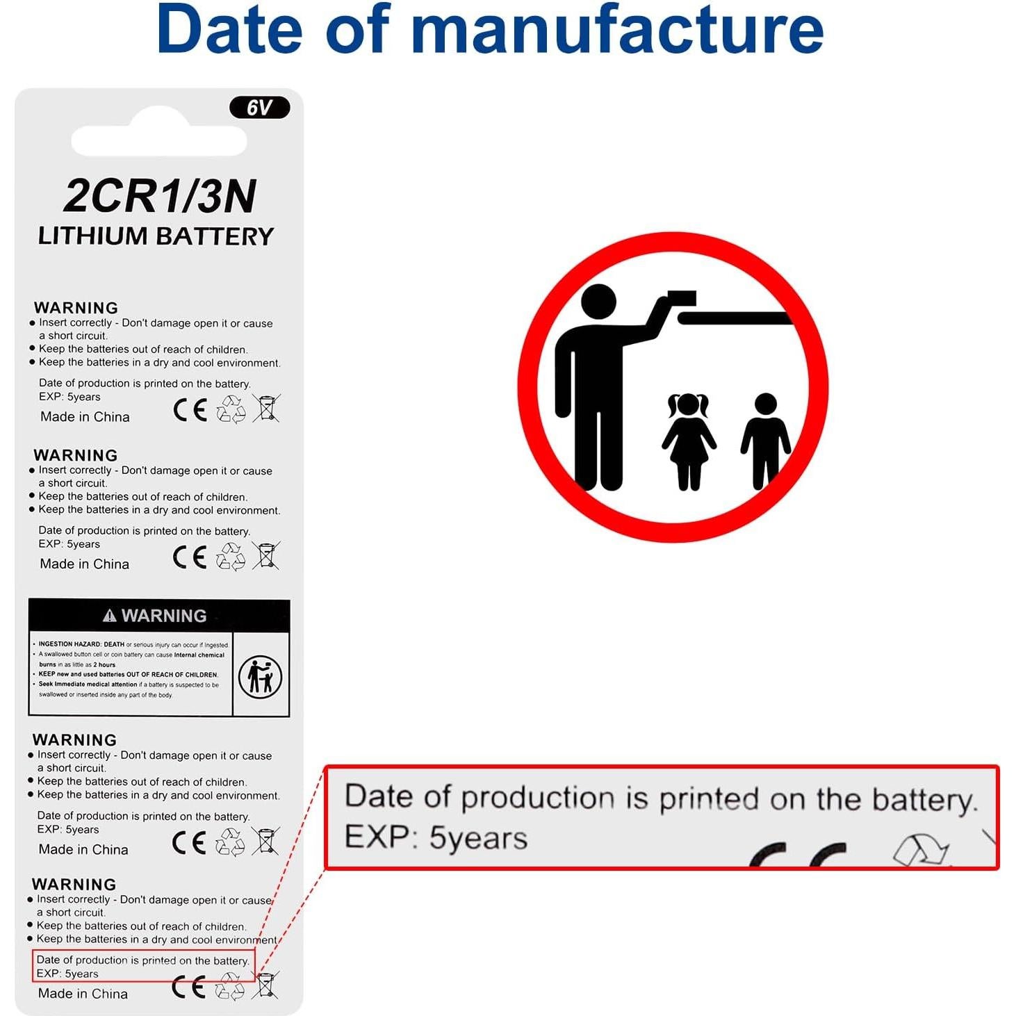 Batería 2CR1/3N 6V Lfeeuiaty para Collares de Perro - Paquete de 5