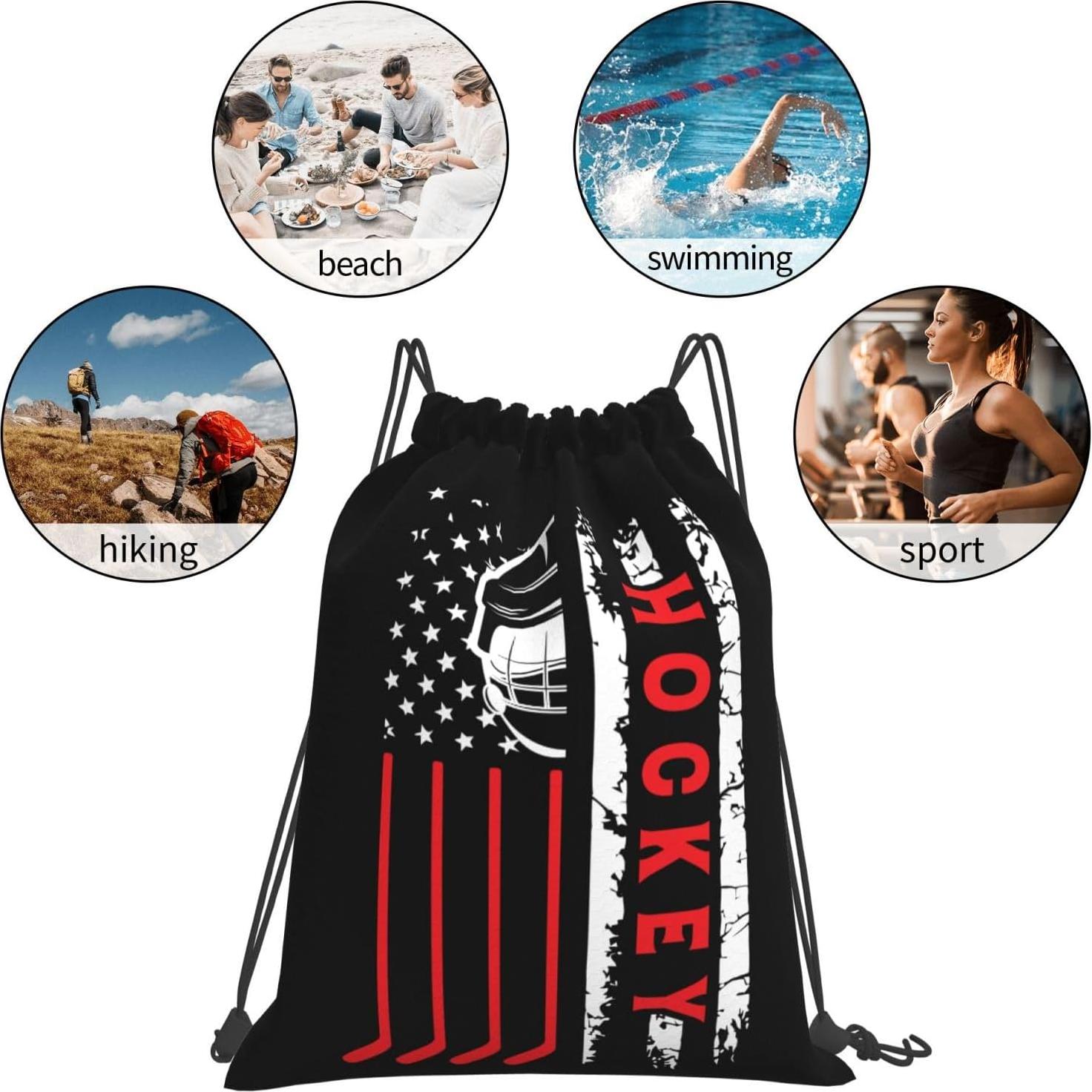 Mochila Unisex AIMASTZ con Cuerda Hockey Flag 36x42cm