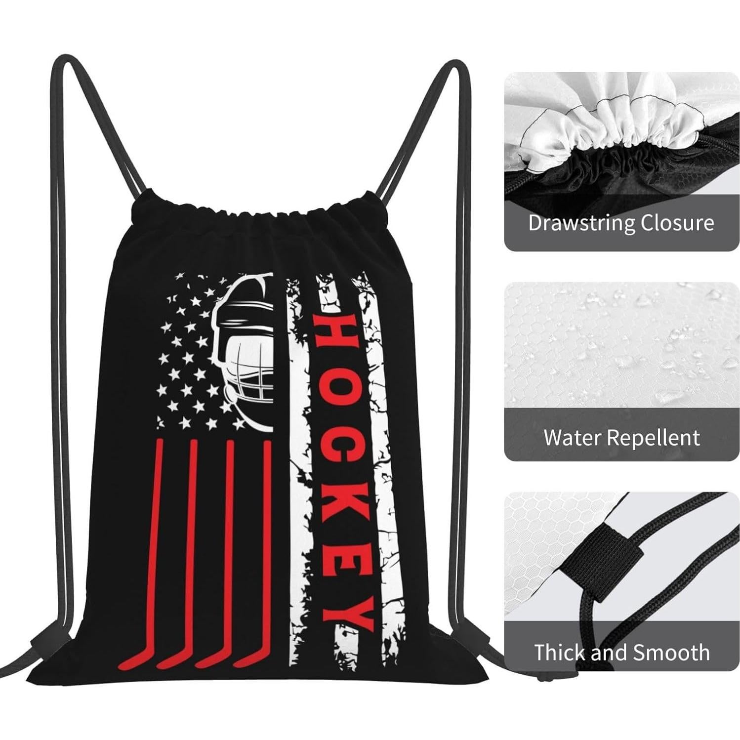 Mochila Unisex AIMASTZ con Cuerda Hockey Flag 36x42cm