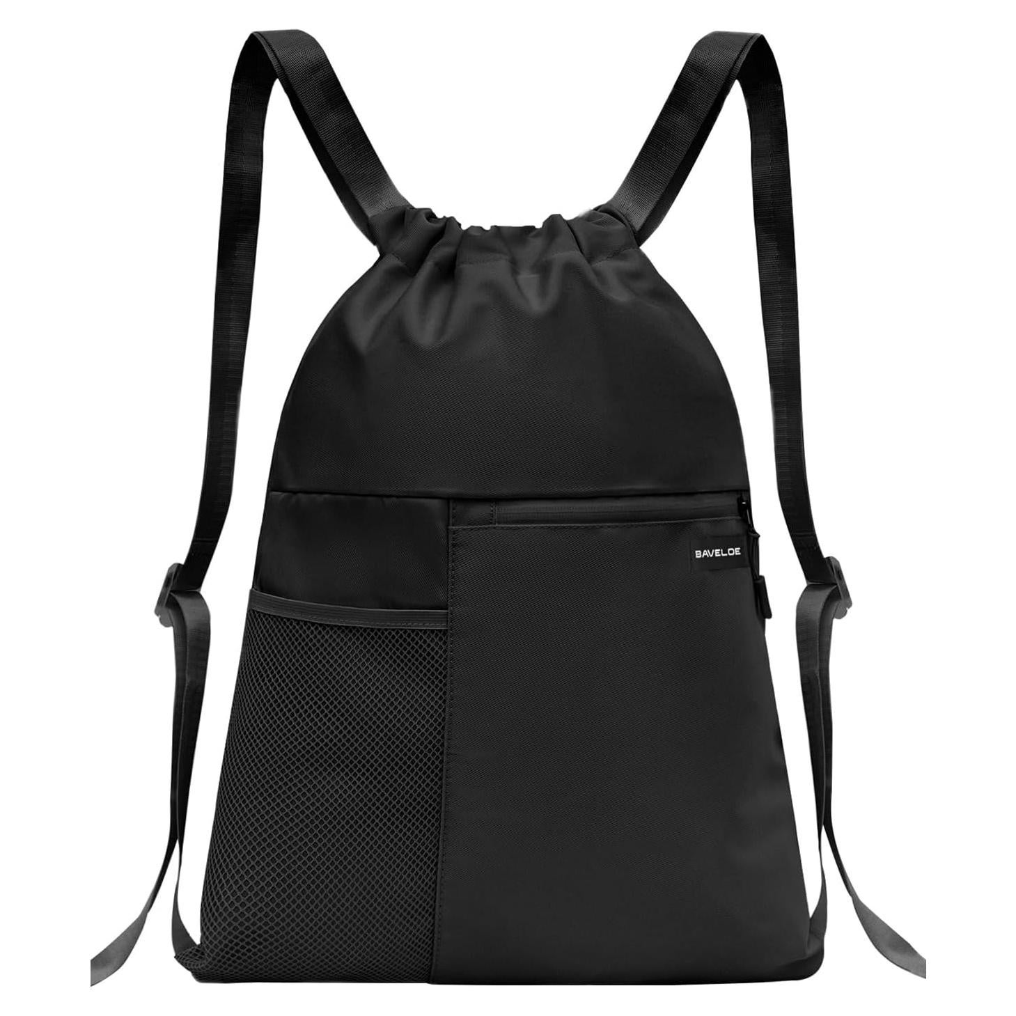 Mochila con Cuerda BAVELOE Resistente al Agua 20L Unisex Negro